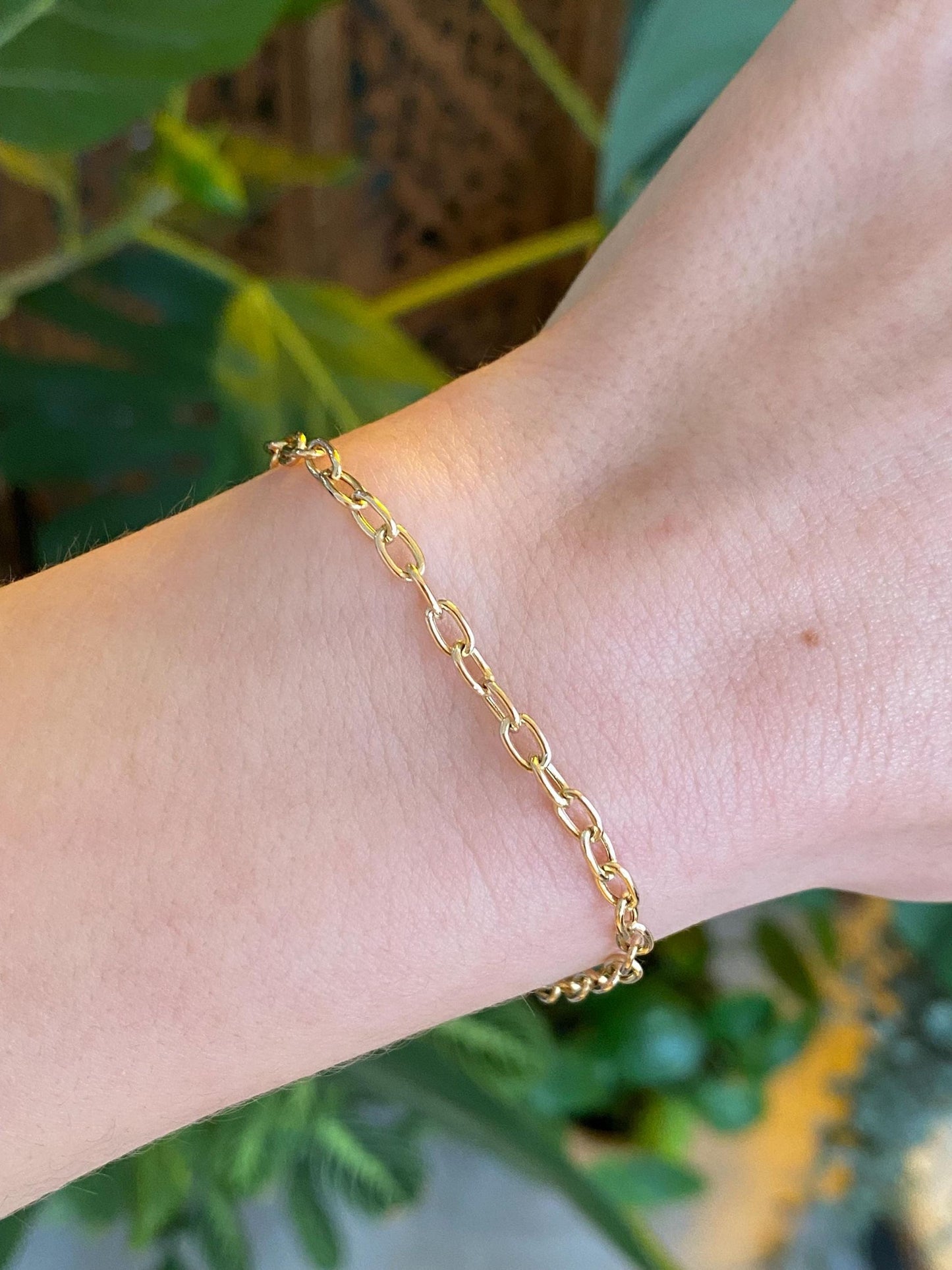 Vintage 14k Yellow Gold Cable Link Chain Bracelet - 7.25 inches