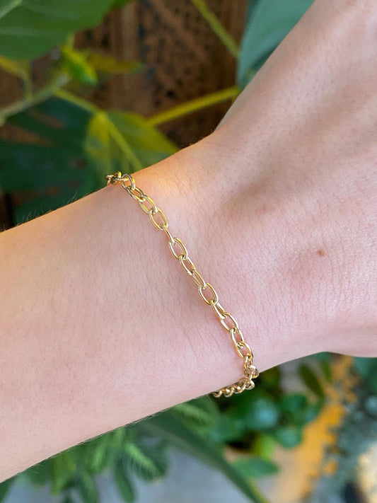 Vintage 14k Yellow Gold Cable Link Chain Bracelet - 7.25 inches