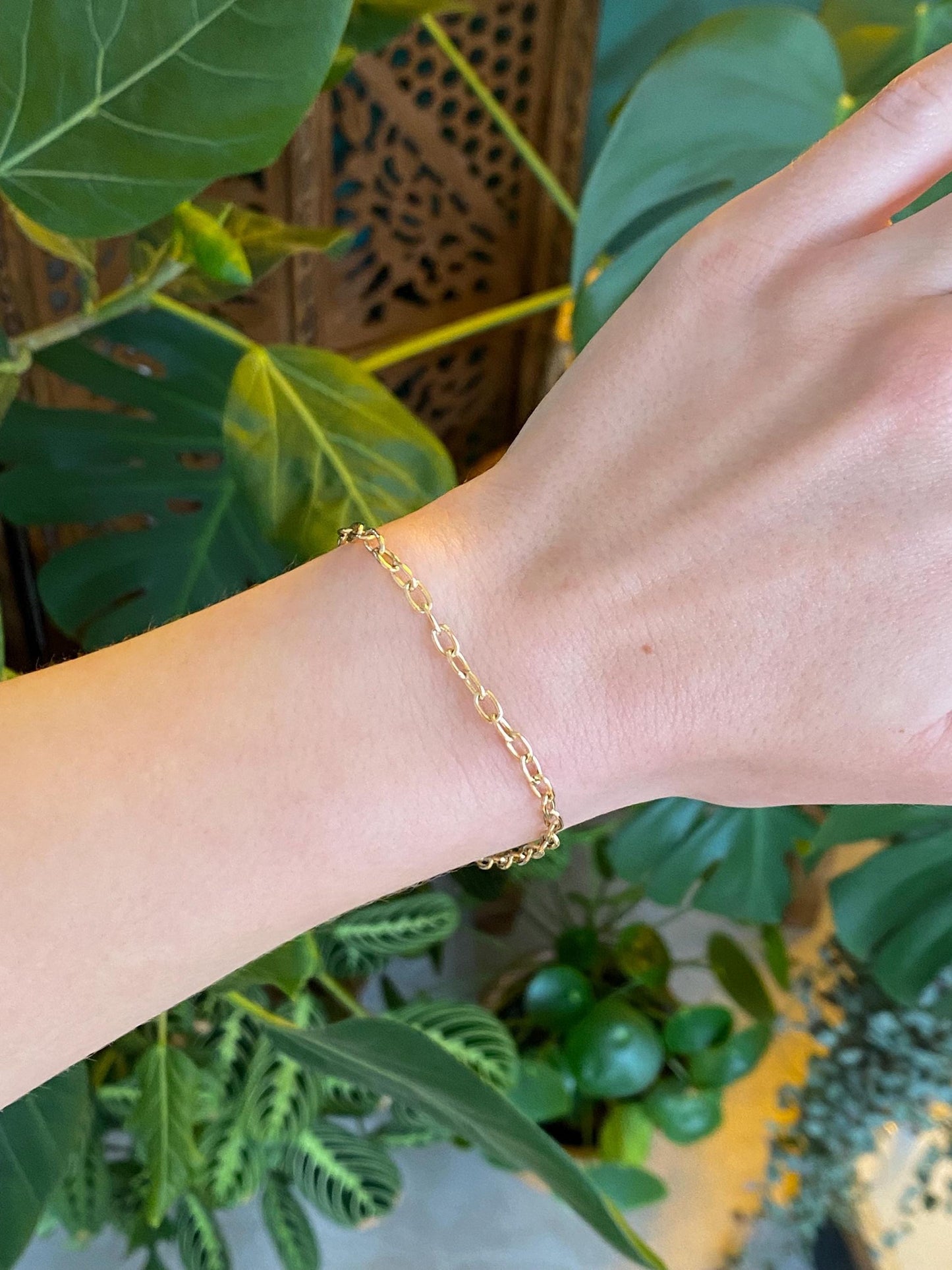 Vintage 14k Yellow Gold Cable Link Chain Bracelet - 7.25 inches
