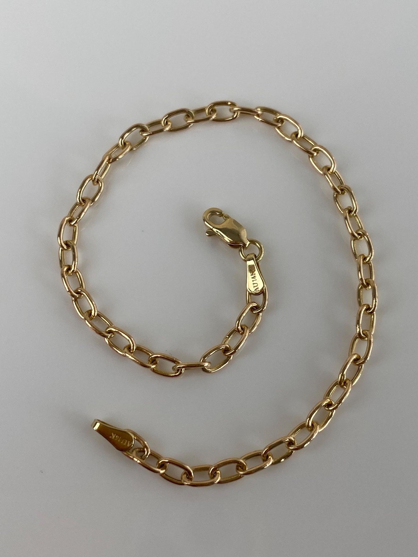 Vintage 14k Yellow Gold Cable Link Chain Bracelet - 7.25 inches
