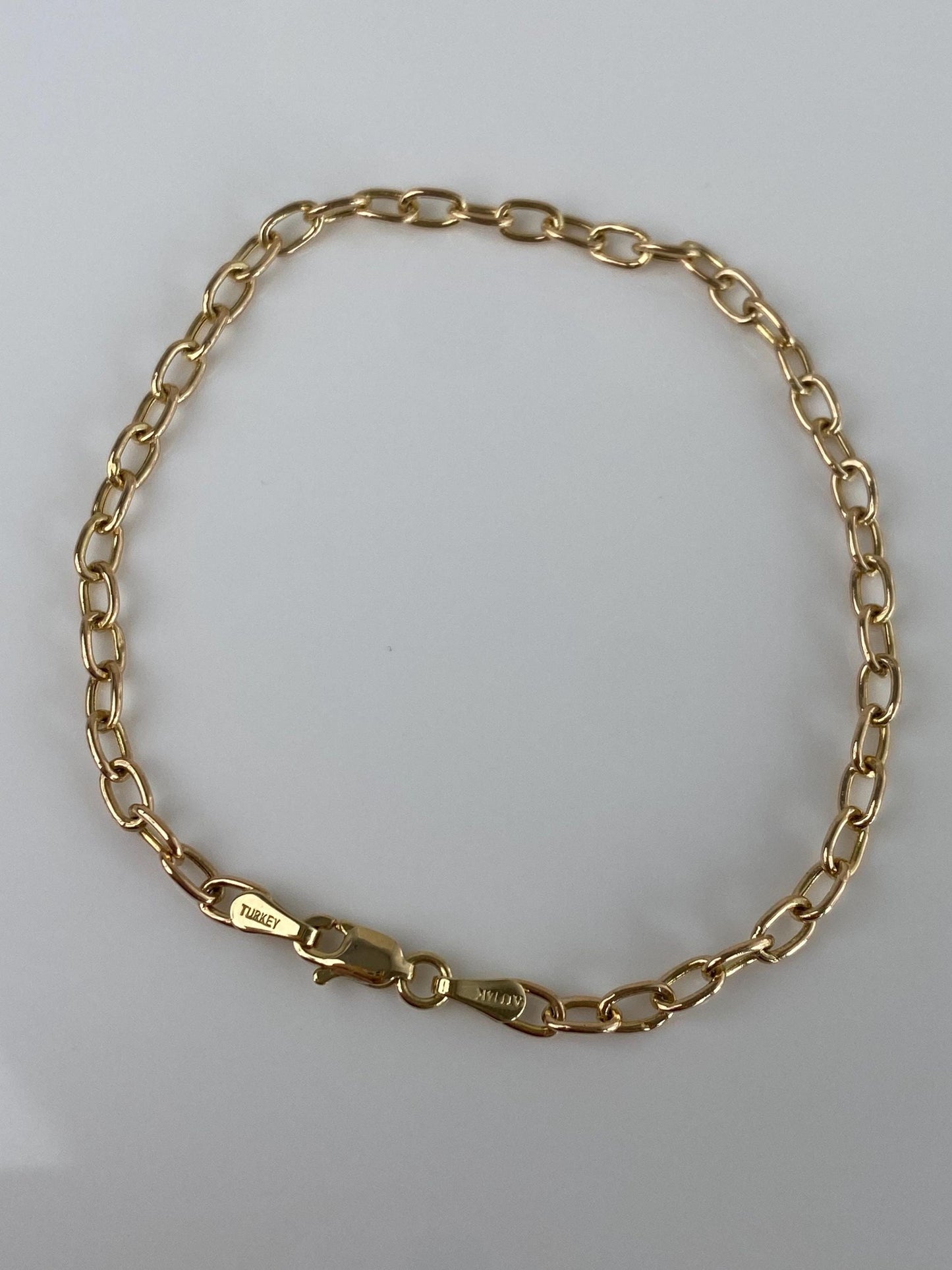 Vintage 14k Yellow Gold Cable Link Chain Bracelet - 7.25 inches