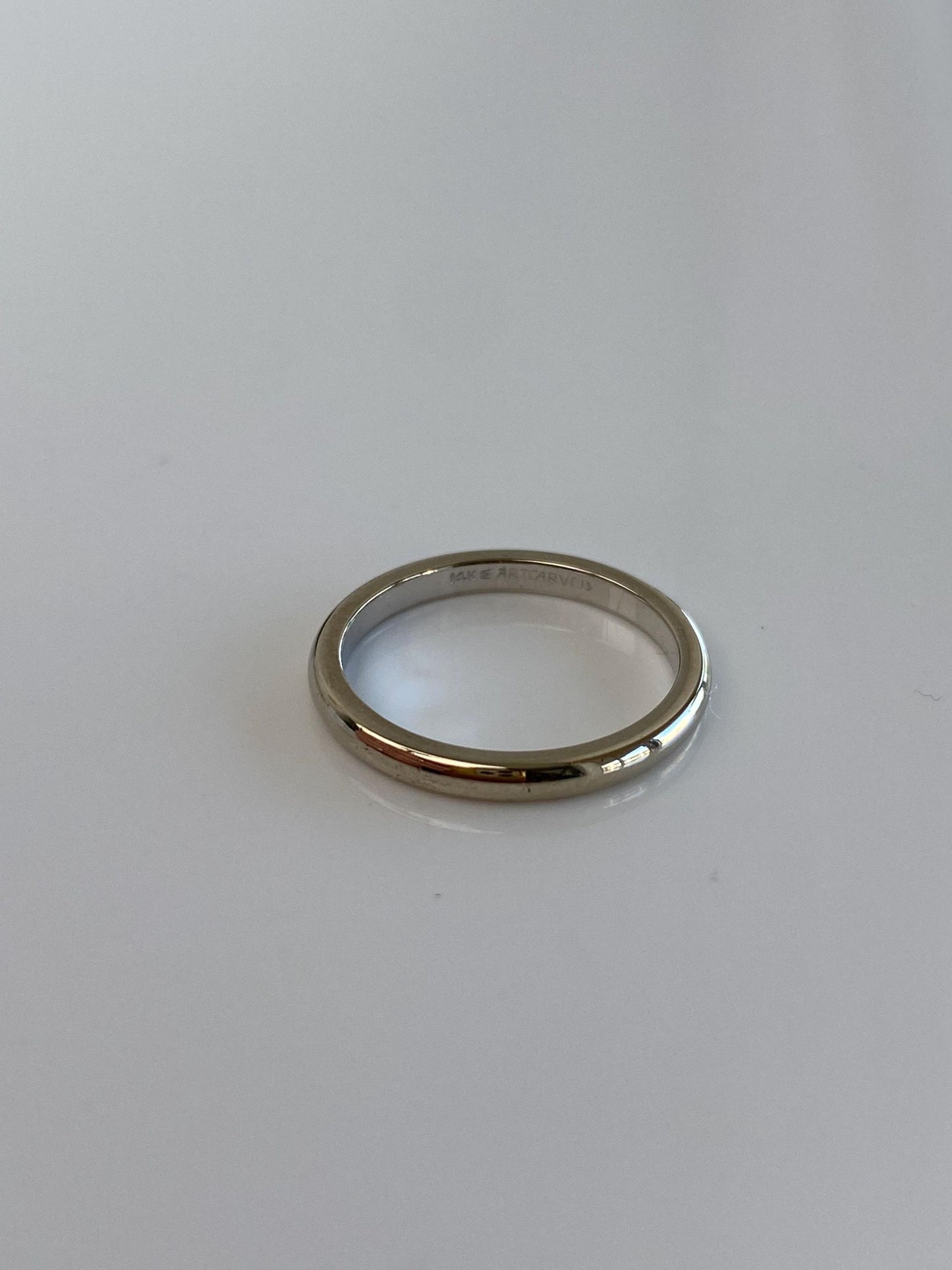 Vintage Solid 14k White Gold Slim Ring Band - Size 4.25