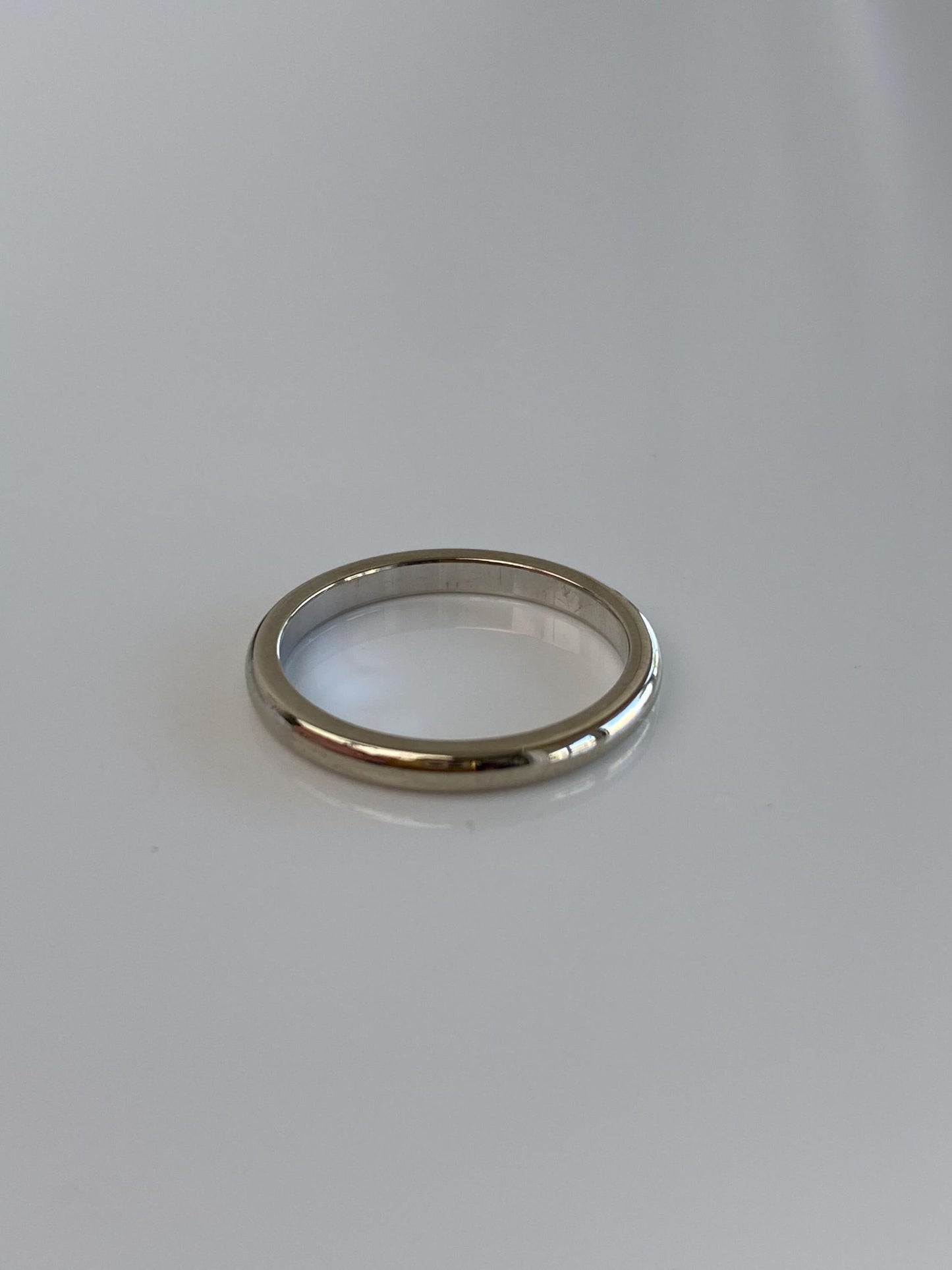 Vintage Solid 14k White Gold Slim Ring Band - Size 4.25