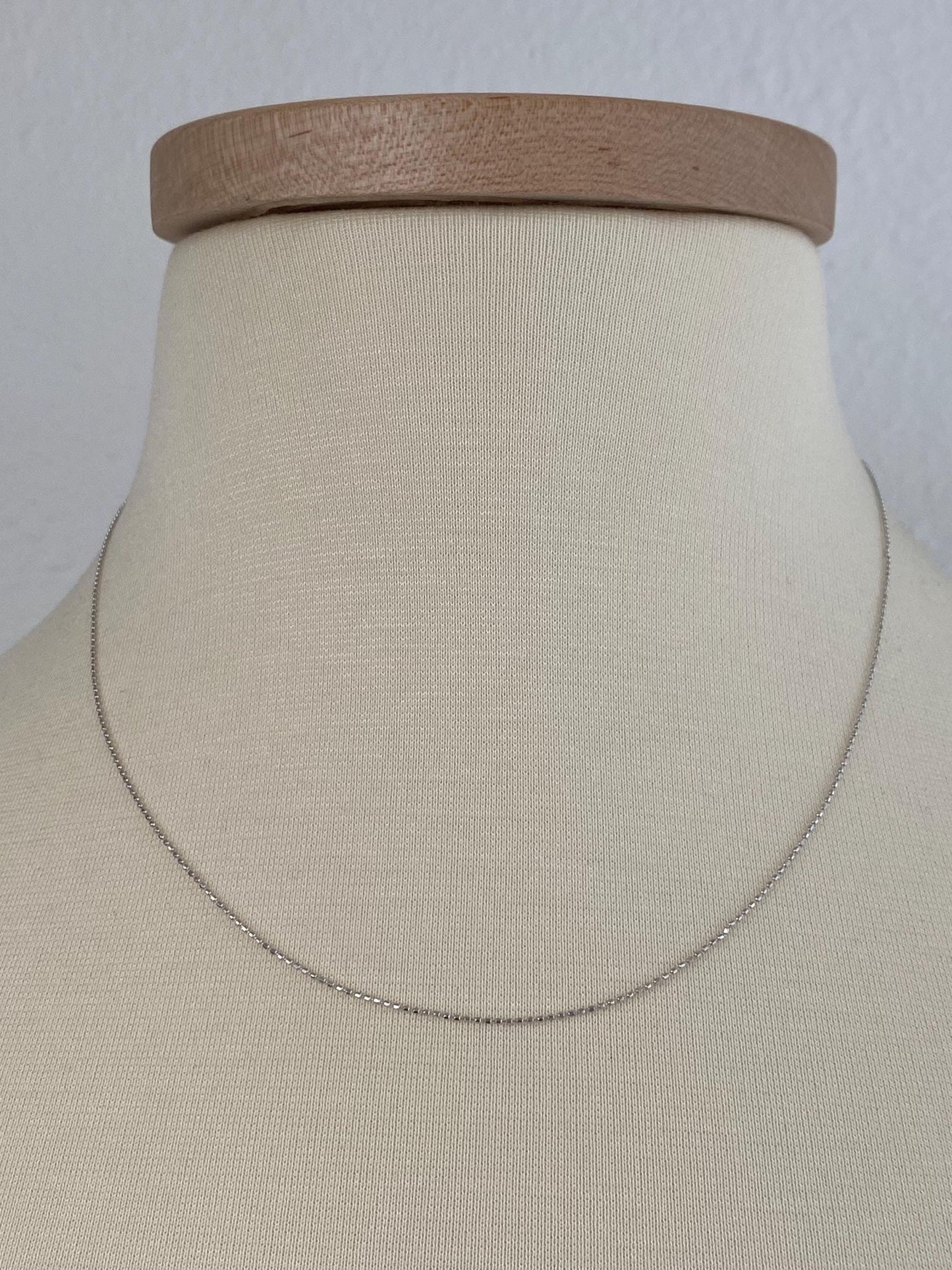 Vintage Solid 14k White Gold Dainty Ball Chain Necklace - 18 inches