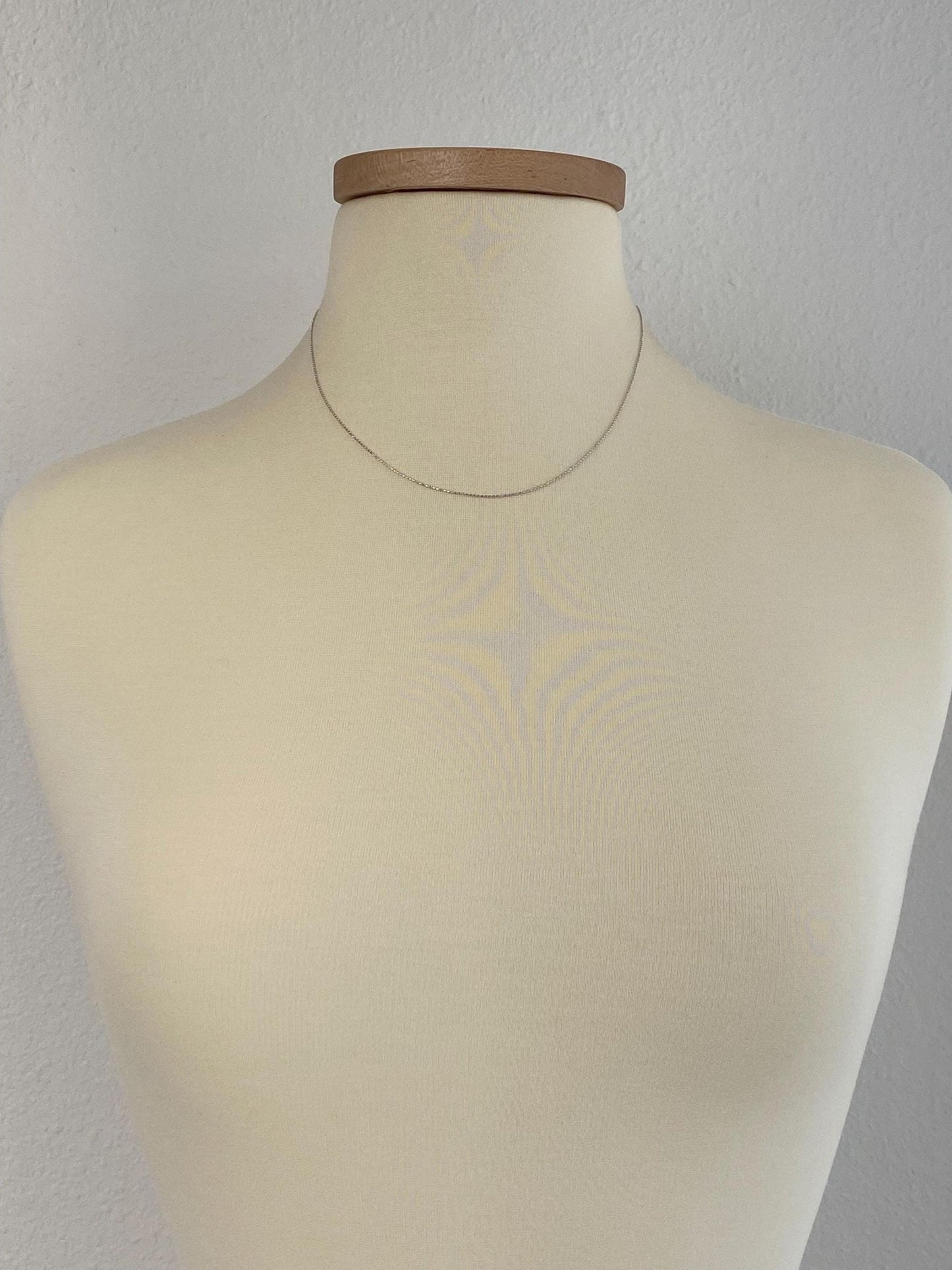 Vintage Solid 14k White Gold Dainty Ball Chain Necklace - 18 inches