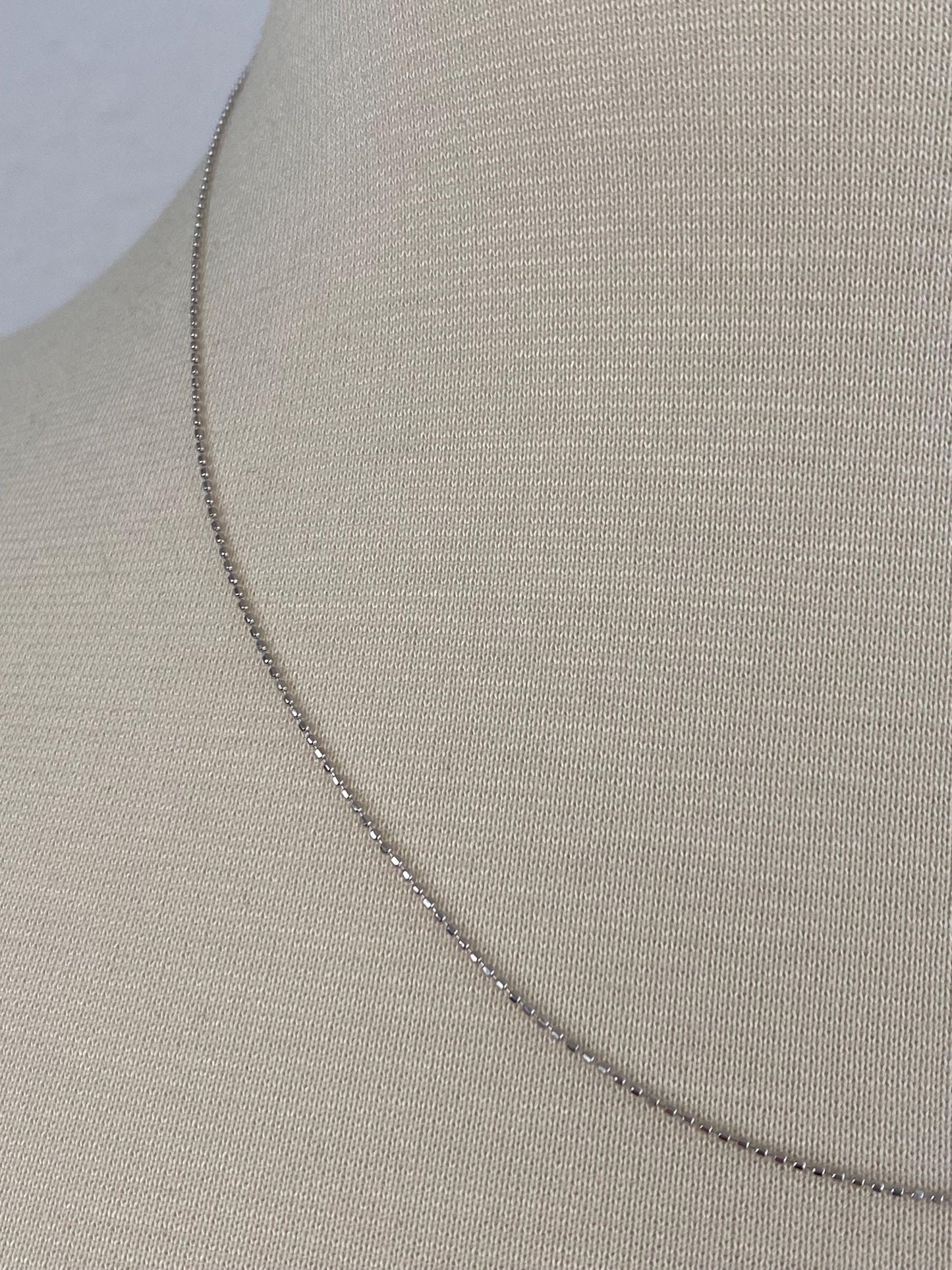 Vintage Solid 14k White Gold Dainty Ball Chain Necklace - 18 inches