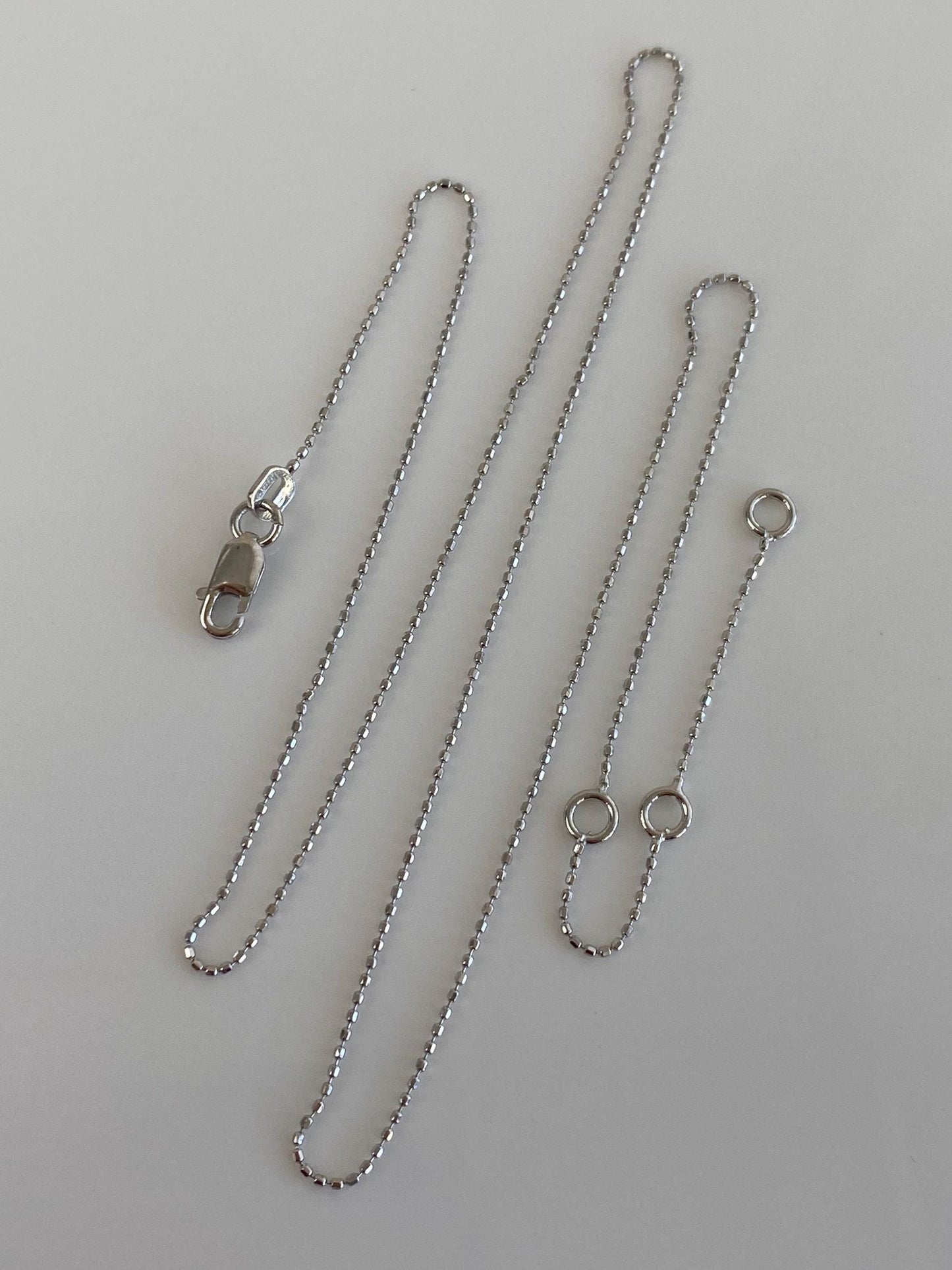 Vintage Solid 14k White Gold Dainty Ball Chain Necklace - 18 inches