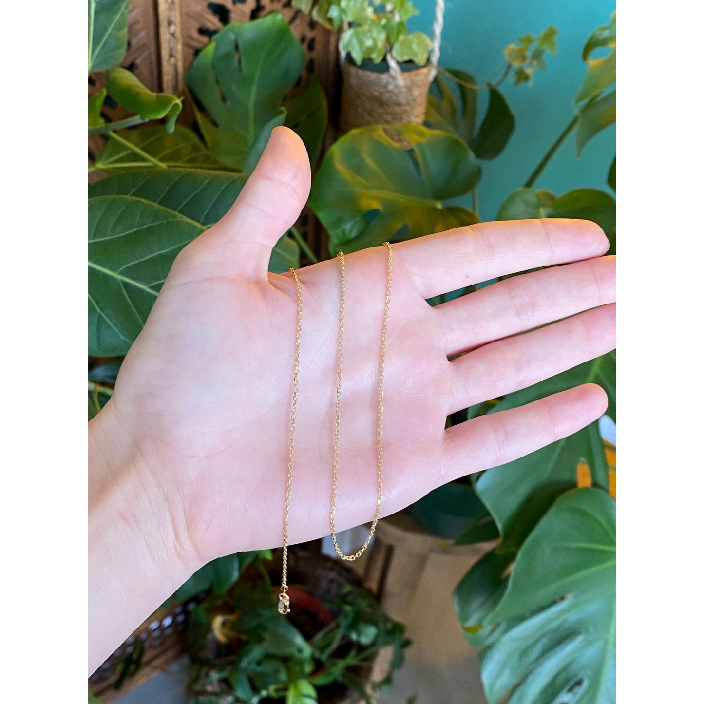 Vintage Solid 14k Yellow Gold Cable Link Chain - 18 inches