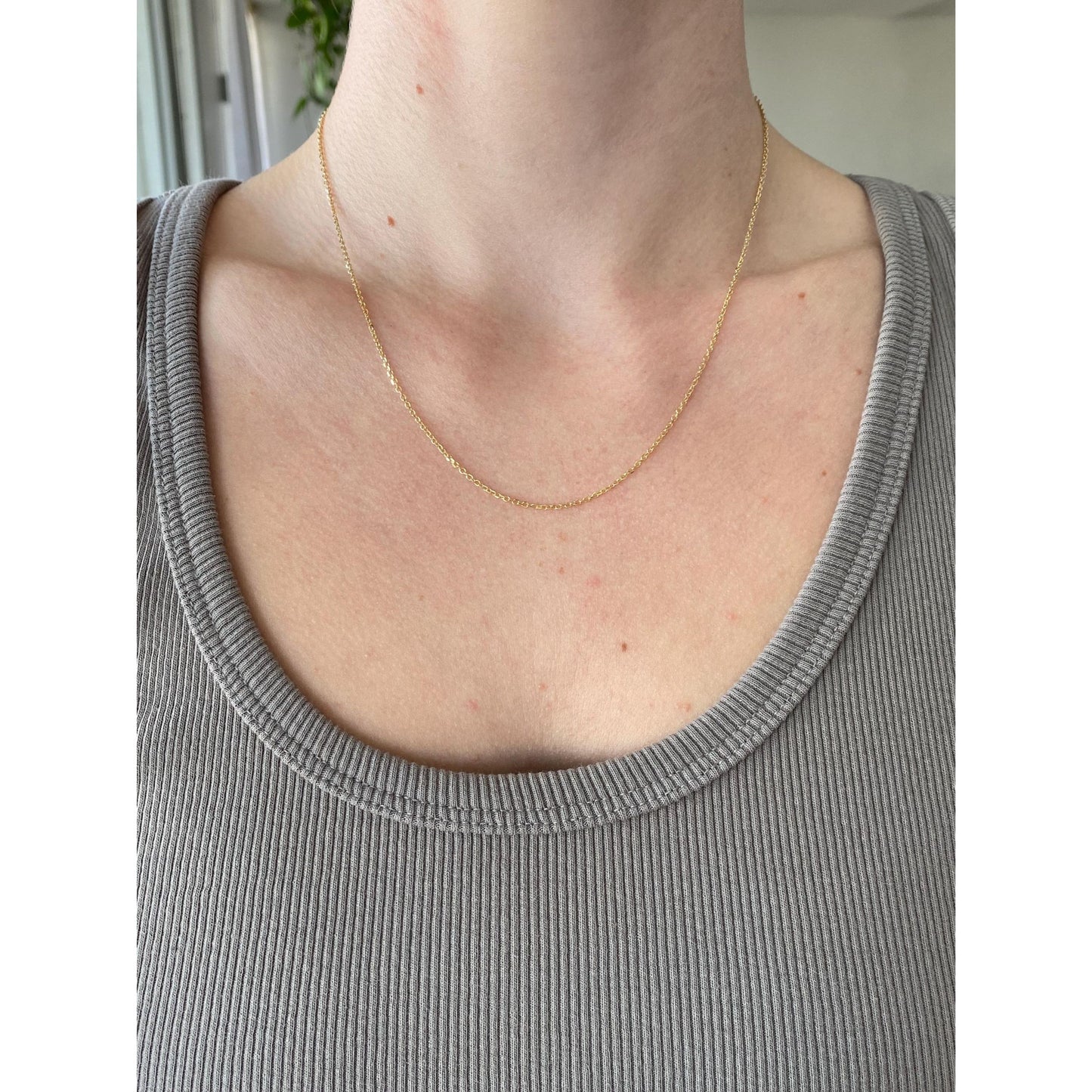 Vintage Solid 14k Yellow Gold Cable Link Chain - 18 inches