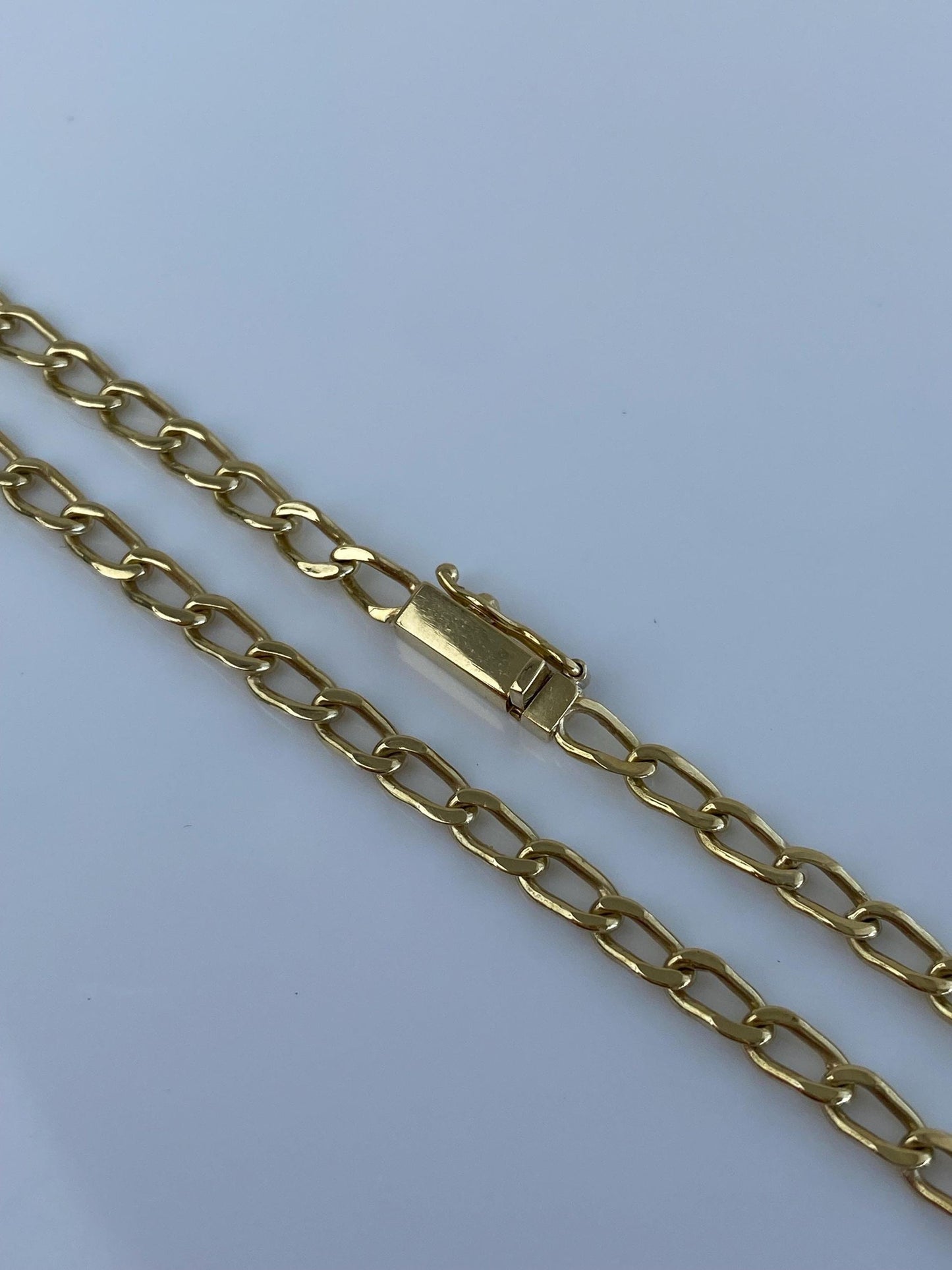 Vintage Solid 18k Yellow Gold Elongated Curb Chain Necklace - 21.5 inches