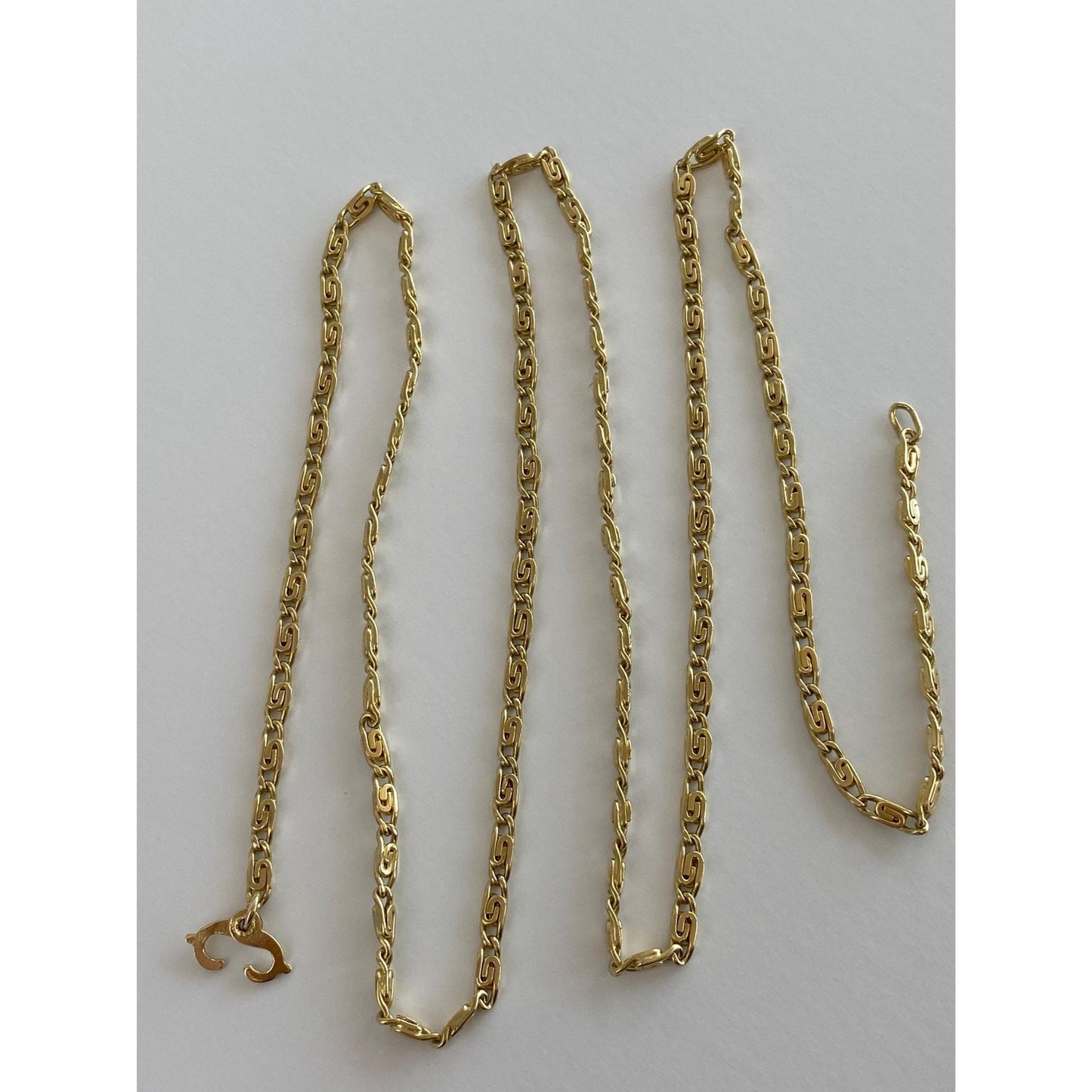 Vintage Solid 18k Yellow Gold Spiral Link Chain Necklace - 28 inches