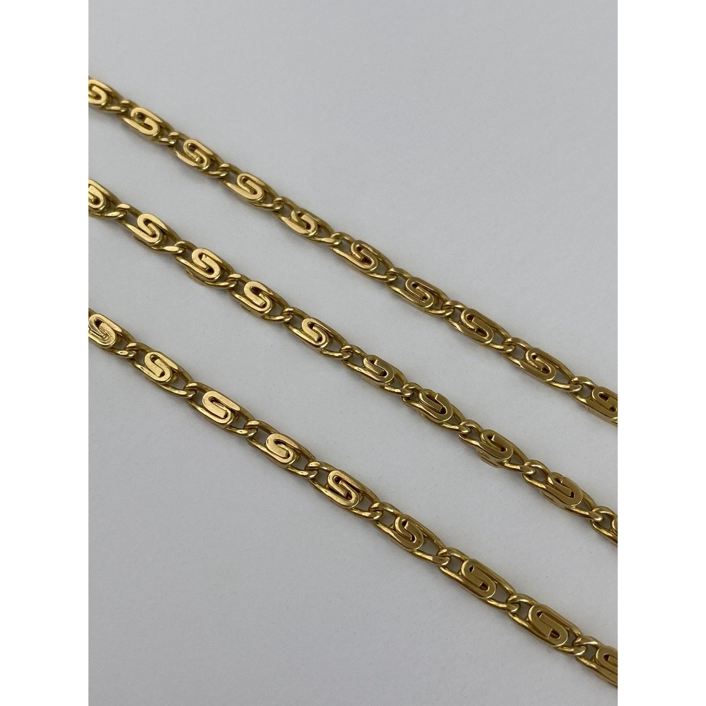 Vintage Solid 18k Yellow Gold Spiral Link Chain Necklace - 28 inches