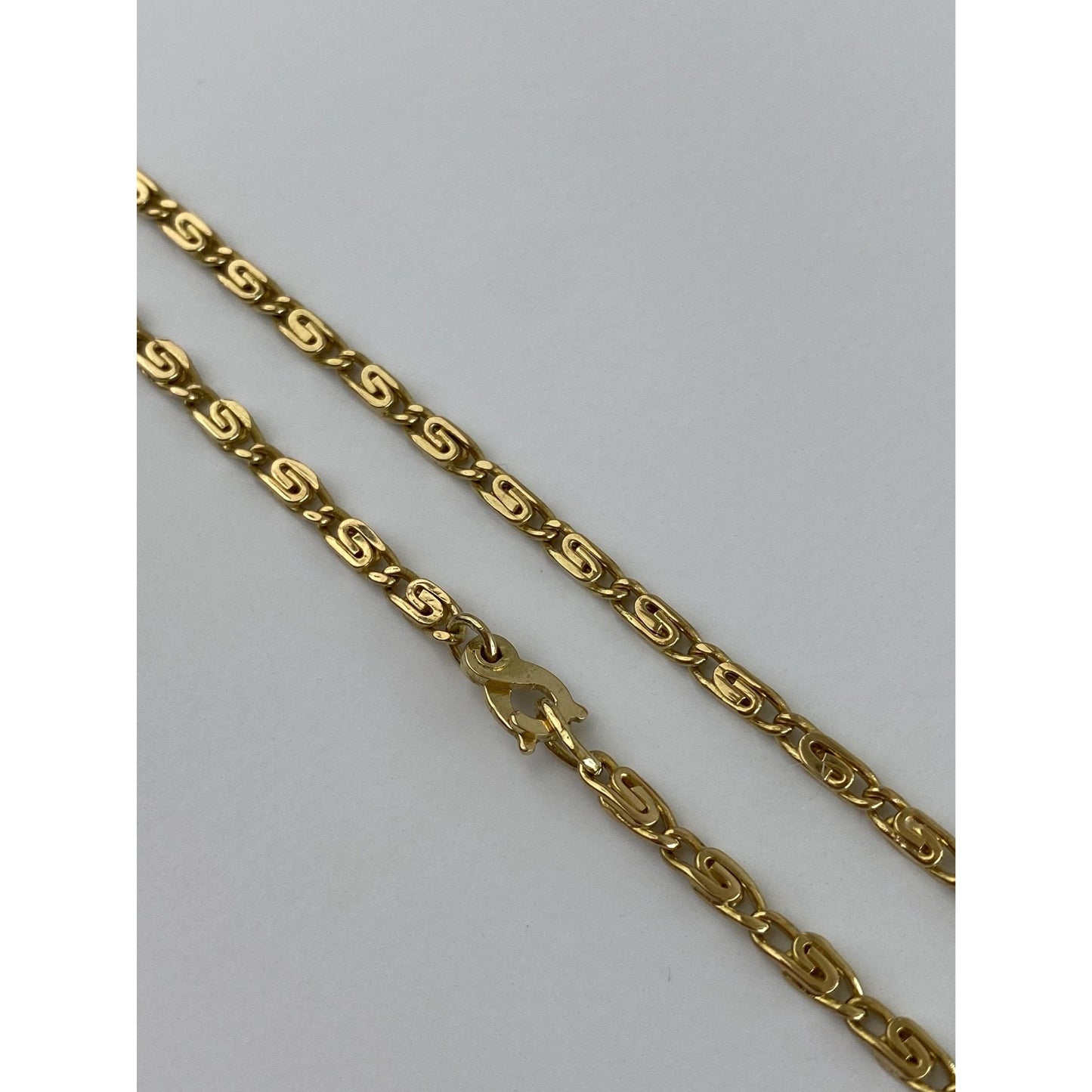 Vintage Solid 18k Yellow Gold Spiral Link Chain Necklace - 28 inches