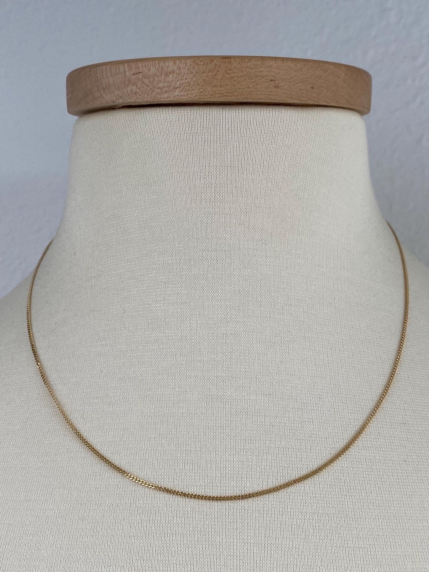 Vintage Solid 14k Yellow Gold Tight Curb Chain Necklace - 18.75 inches