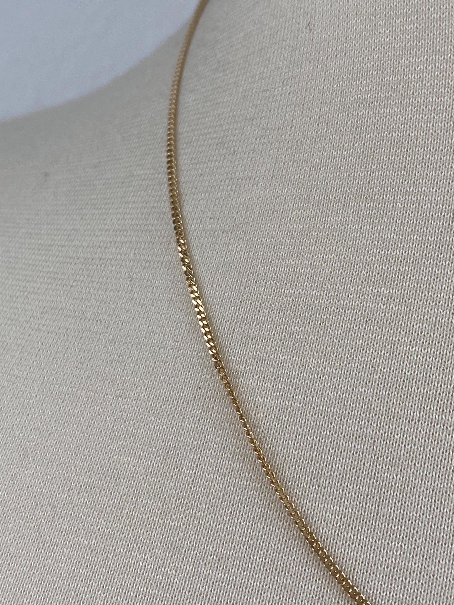 Vintage Solid 14k Yellow Gold Tight Curb Chain Necklace - 18.75 inches