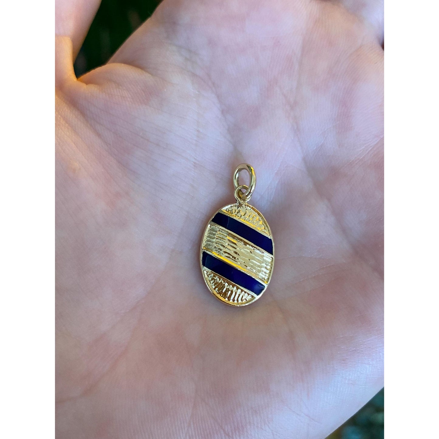 Vintage Solid 18k Yellow Gold Enamel Stripe Cufflink Conversion Charm