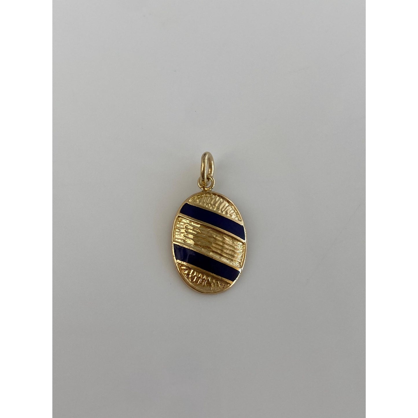 Vintage Solid 18k Yellow Gold Enamel Stripe Cufflink Conversion Charm