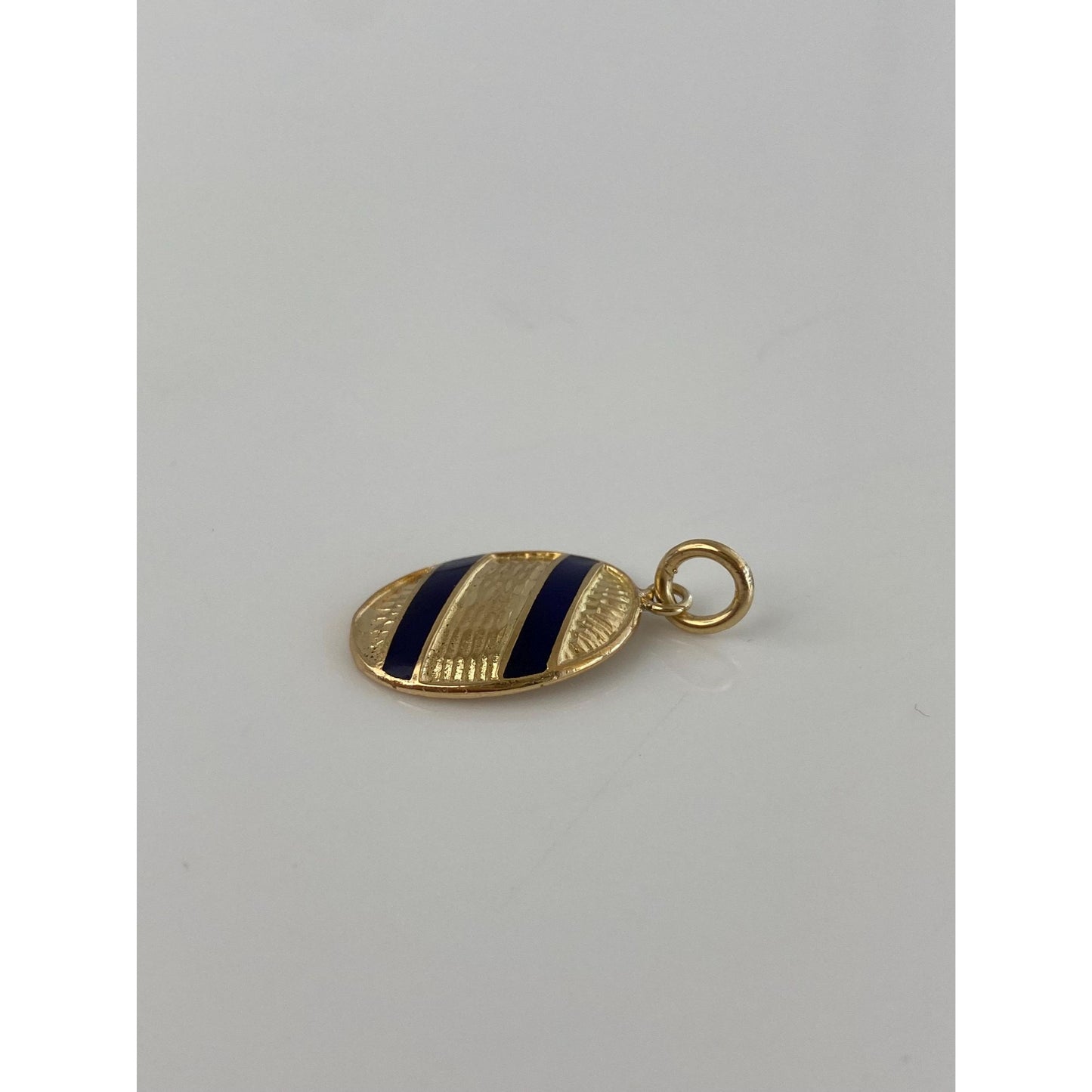 Vintage Solid 18k Yellow Gold Enamel Stripe Cufflink Conversion Charm
