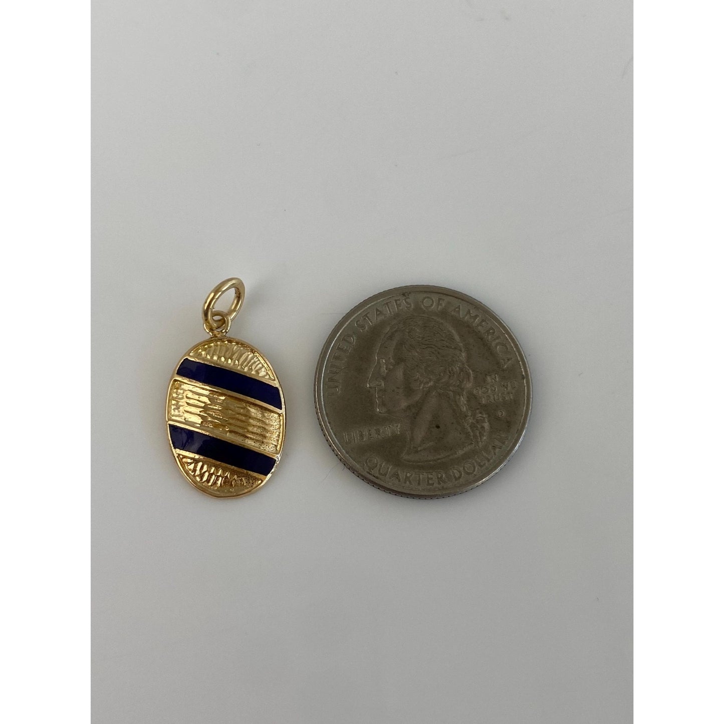 Vintage Solid 18k Yellow Gold Enamel Stripe Cufflink Conversion Charm