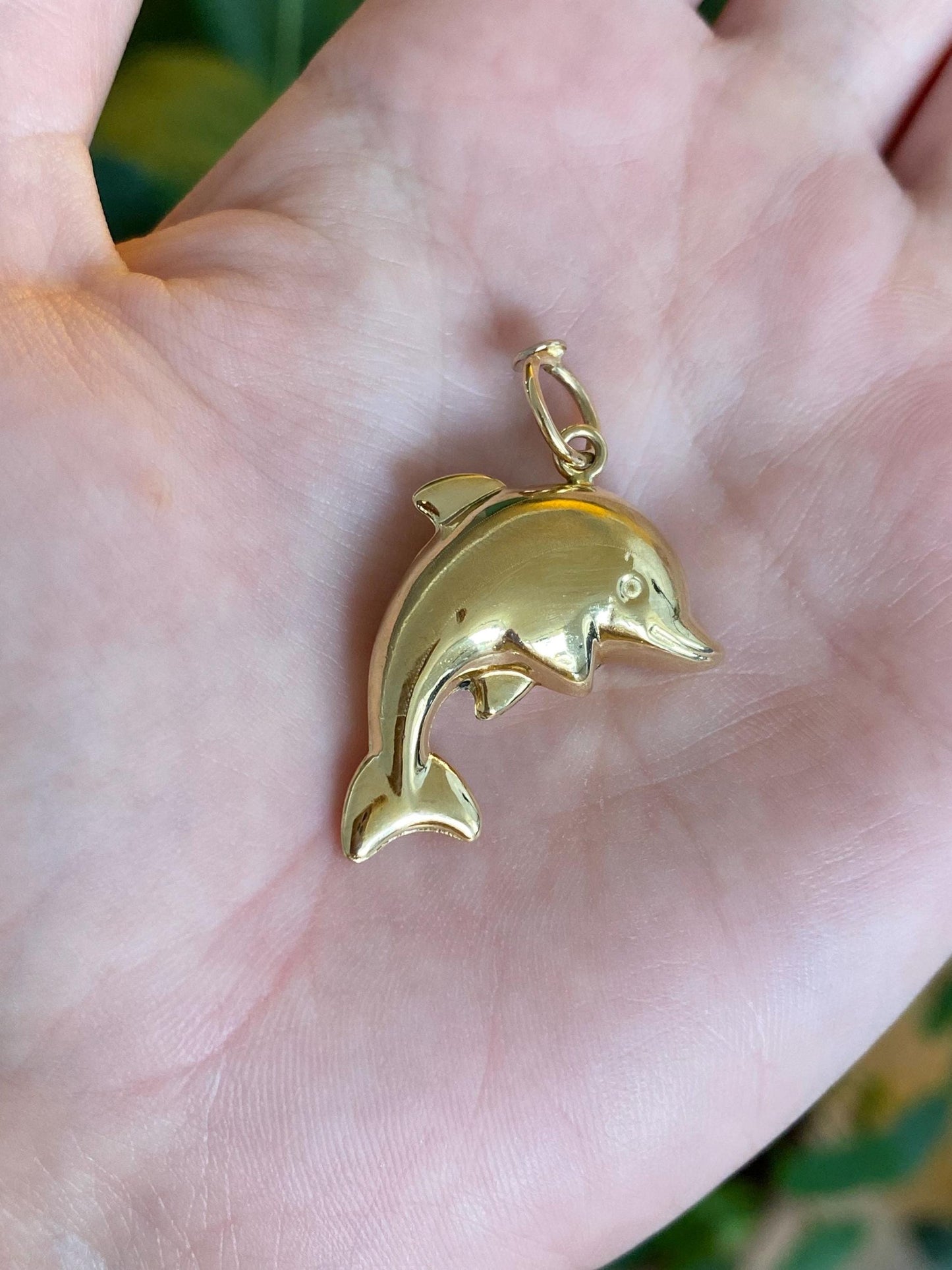 Vintage 18k Yellow Gold Puffy Dolphin Charm
