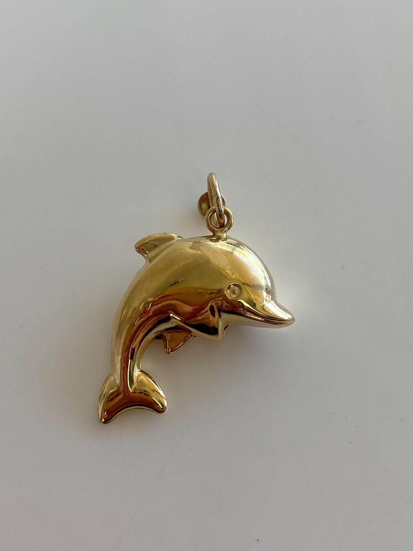 Vintage 18k Yellow Gold Puffy Dolphin Charm