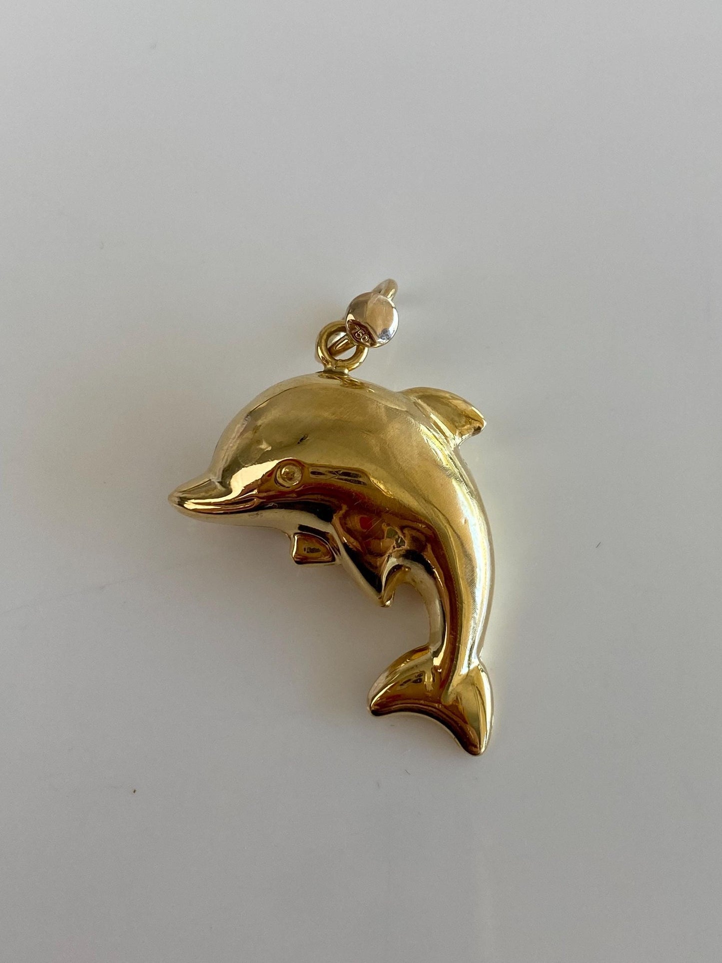Vintage 18k Yellow Gold Puffy Dolphin Charm