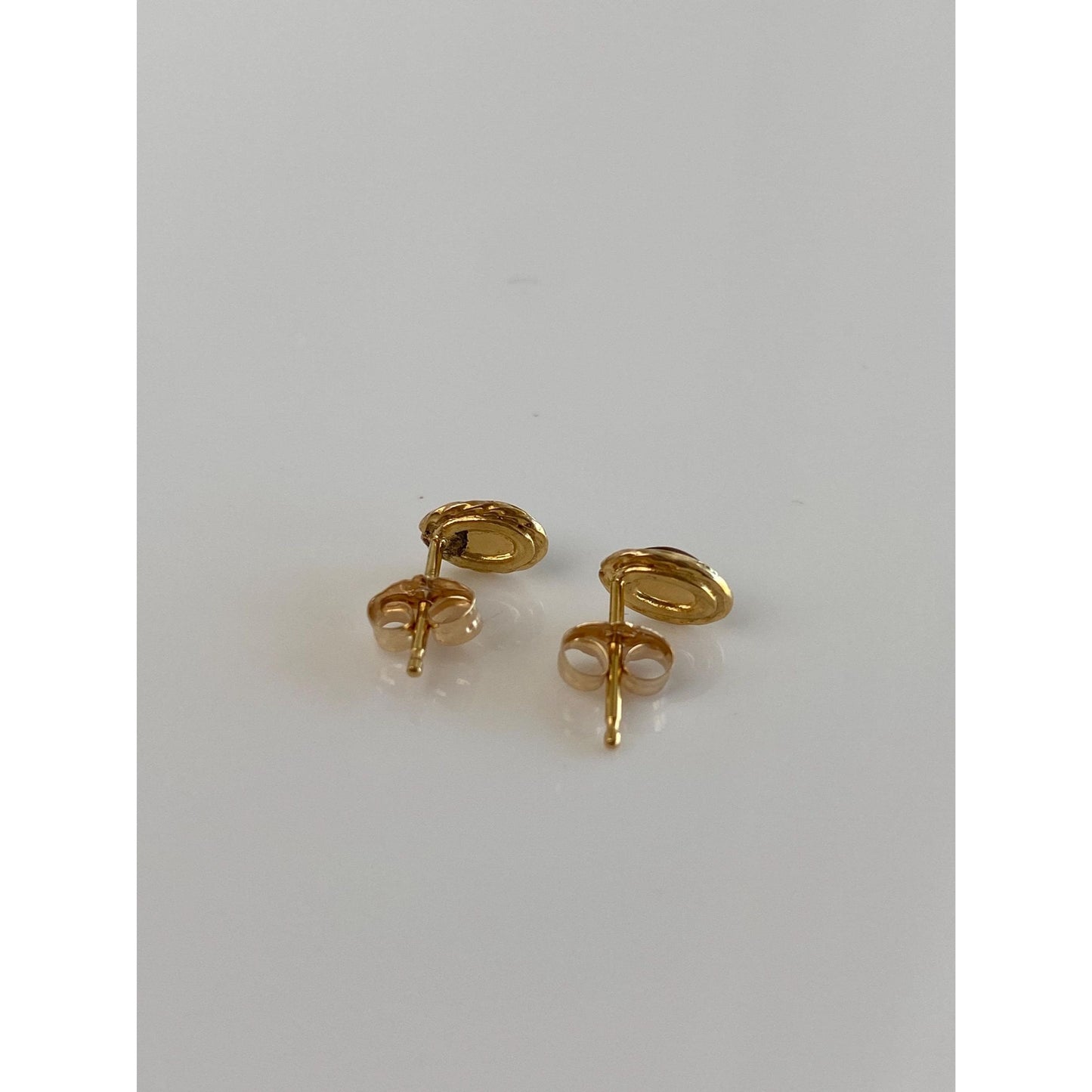 Vintage Solid 14k Yellow Gold Tigers Eye Stud Earrings