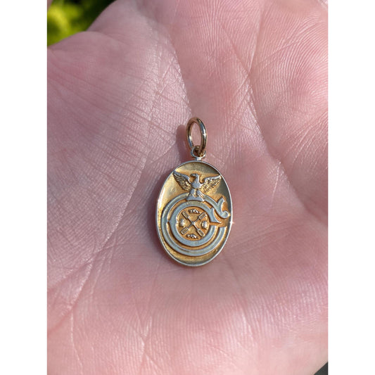 Vintage Solid 14k Yellow Gold Military Eagle Cufflink Conversion Charm