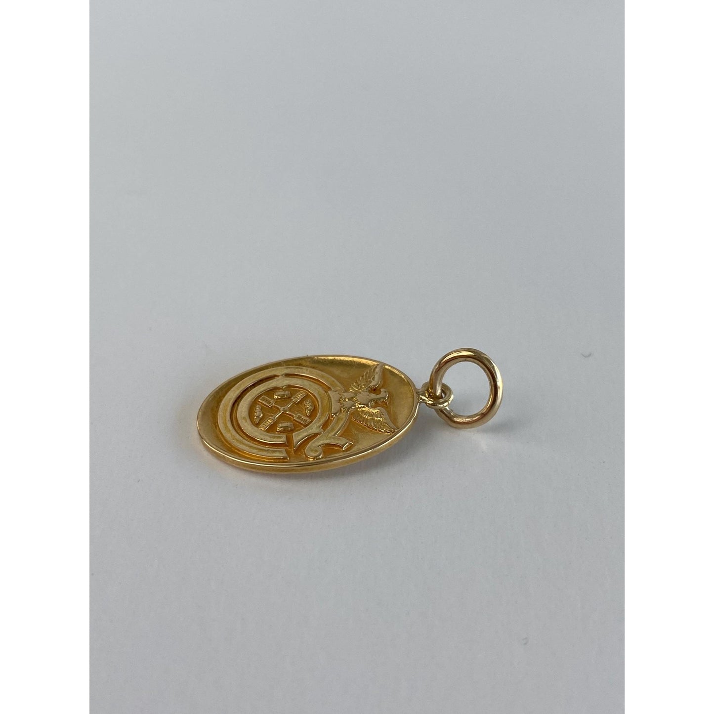 Vintage Solid 14k Yellow Gold Military Eagle Cufflink Conversion Charm