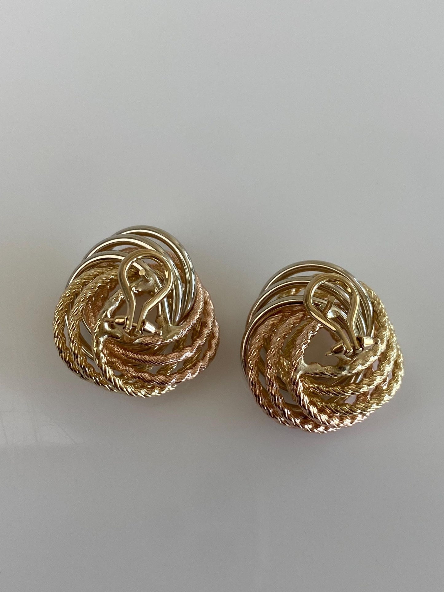 Vintage 14k Tri Tone Gold Knot Stud Earrings