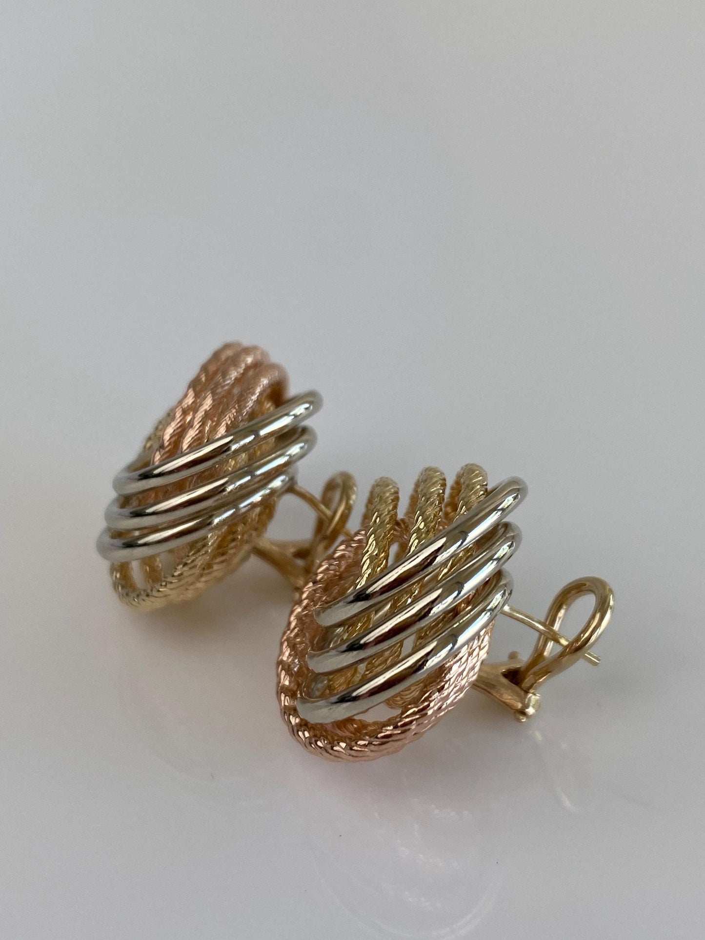 Vintage 14k Tri Tone Gold Knot Stud Earrings