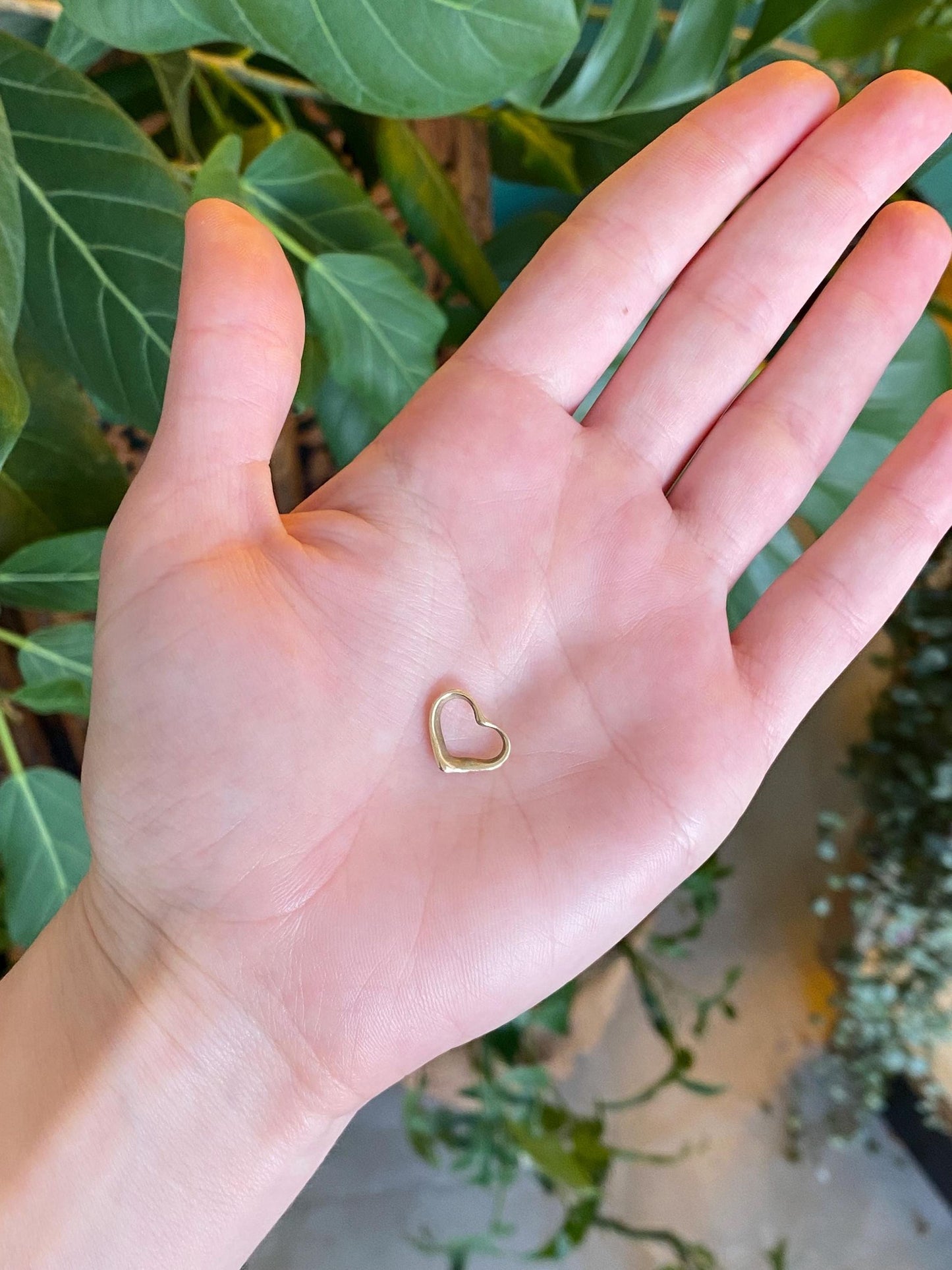 Vintage Solid 14k Yellow Gold Open Heart Charm