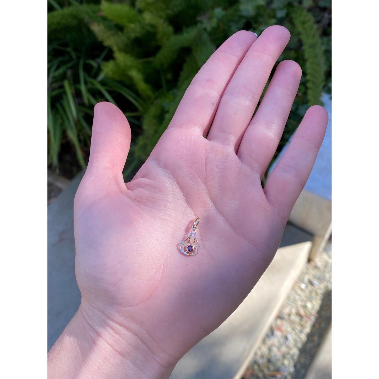 Vintage Solid 14k Yellow Gold Purple Cubic Zirconia Stick Pin Conversion Charm