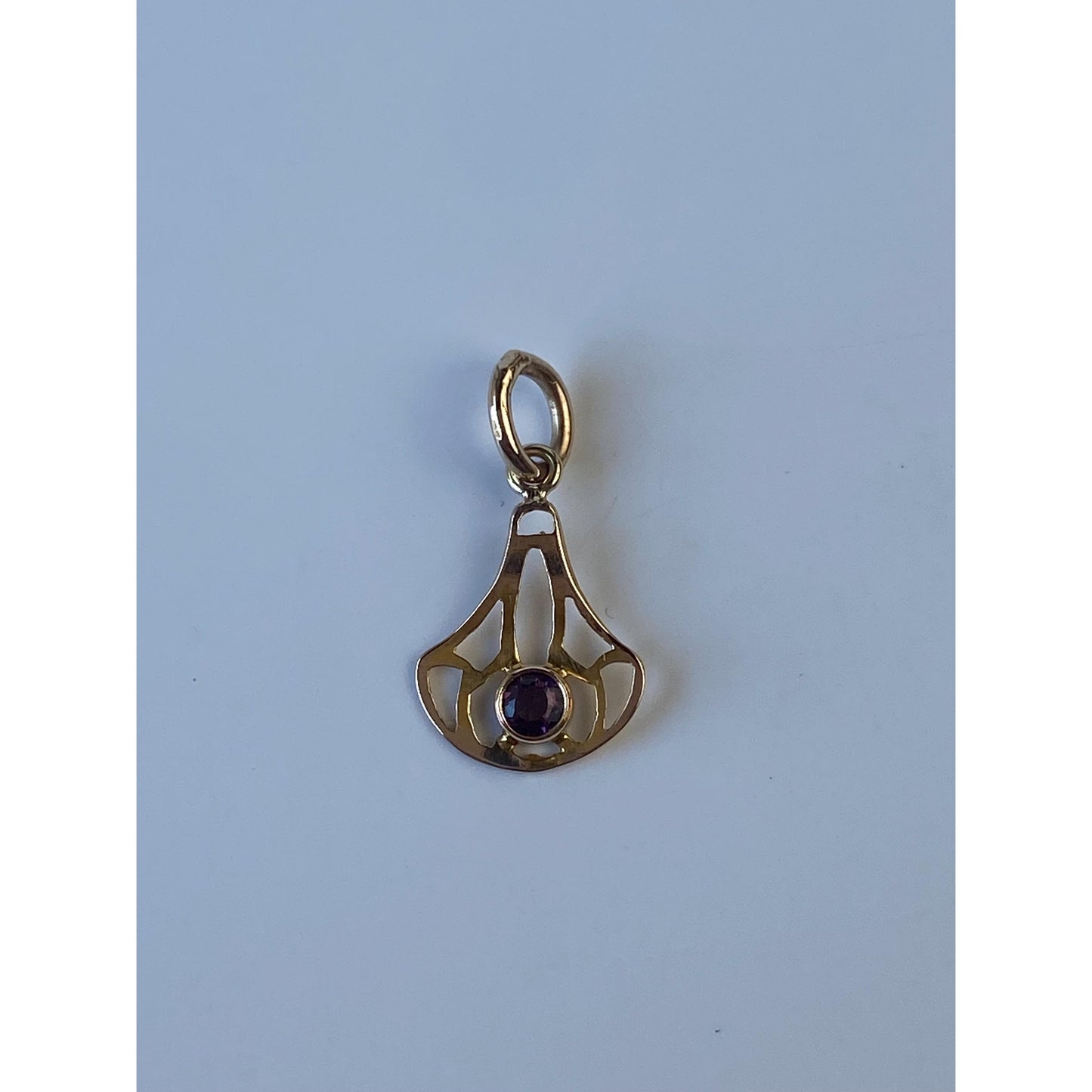 Vintage Solid 14k Yellow Gold Purple Cubic Zirconia Stick Pin Conversion Charm