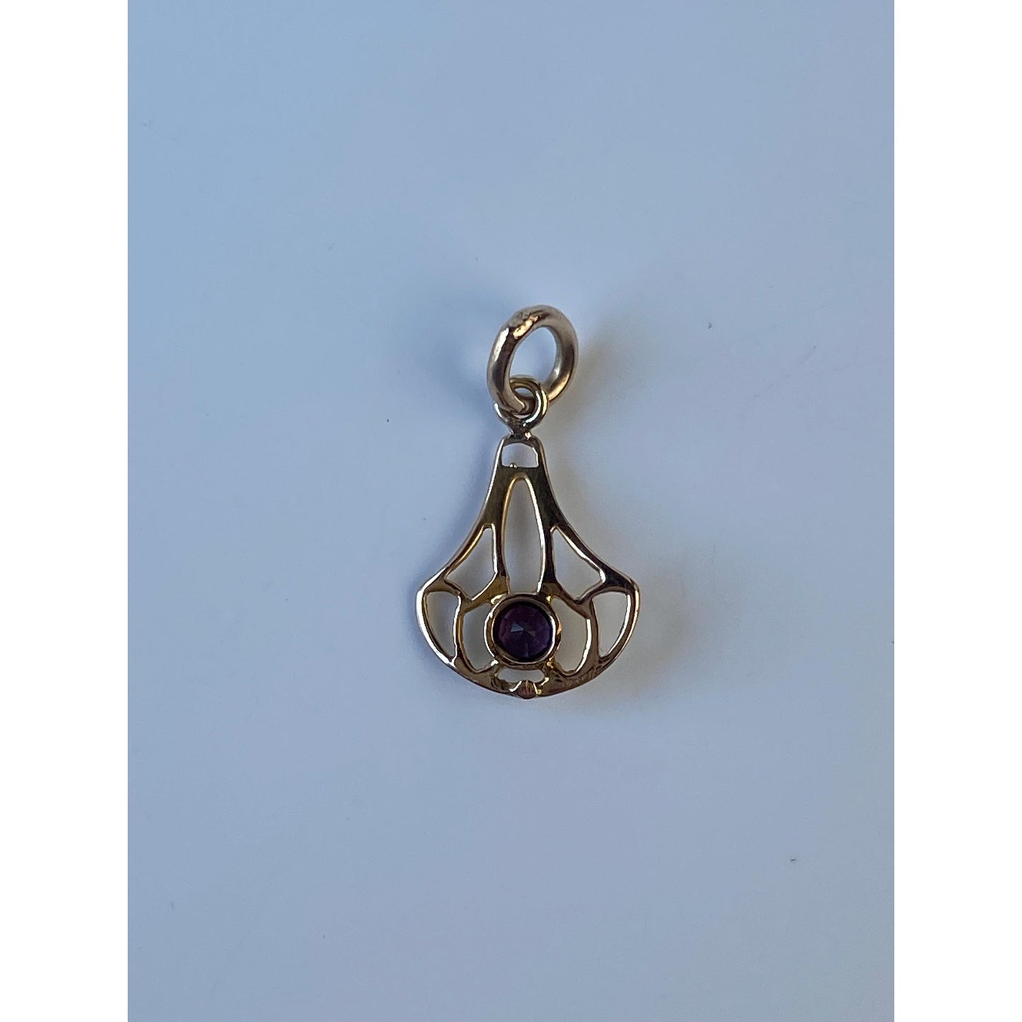 Vintage Solid 14k Yellow Gold Purple Cubic Zirconia Stick Pin Conversion Charm