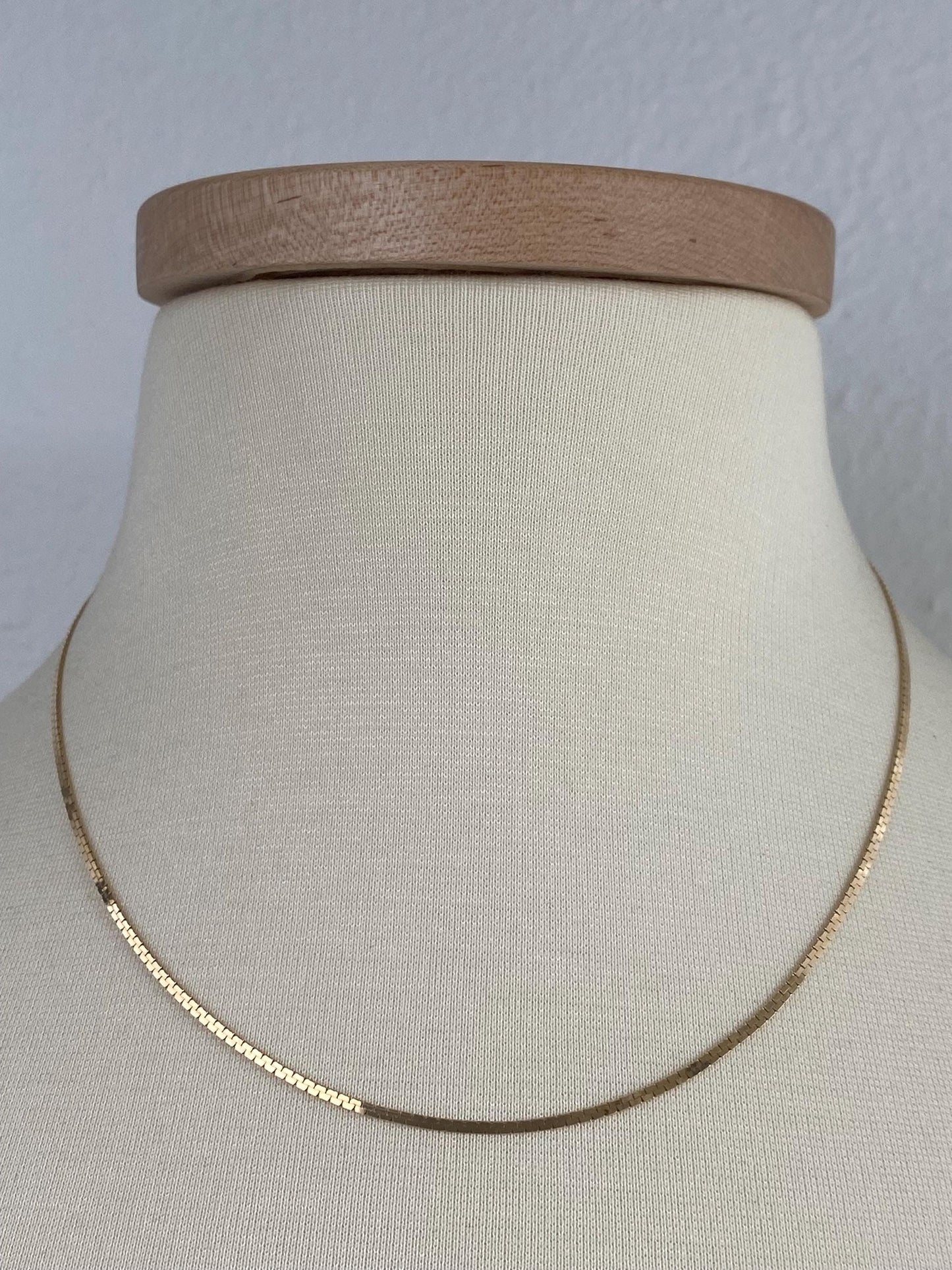 Vintage Solid 14k Yellow Gold Flat Zipper Chain Necklace - 18 inches