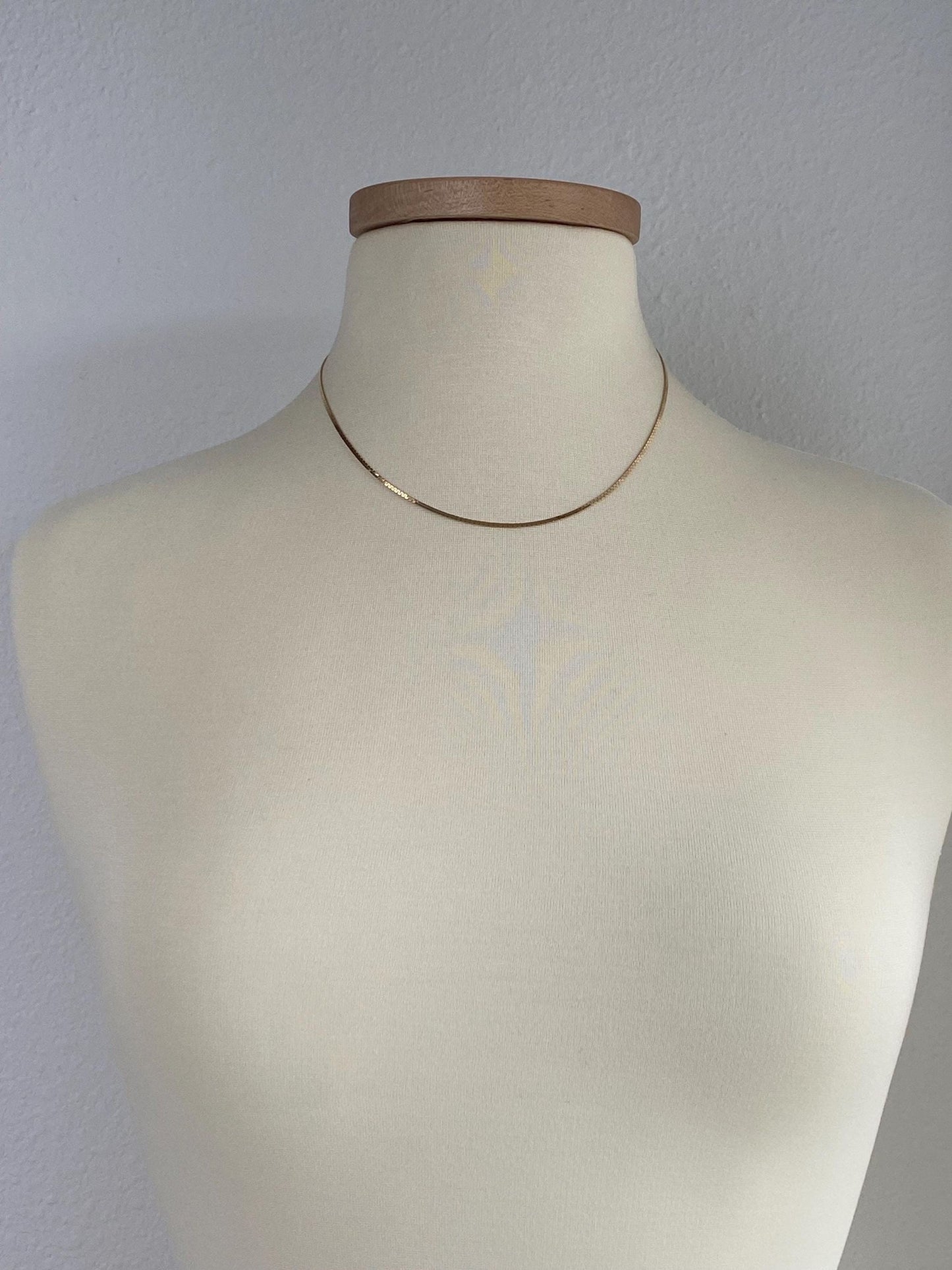 Vintage Solid 14k Yellow Gold Flat Zipper Chain Necklace - 18 inches