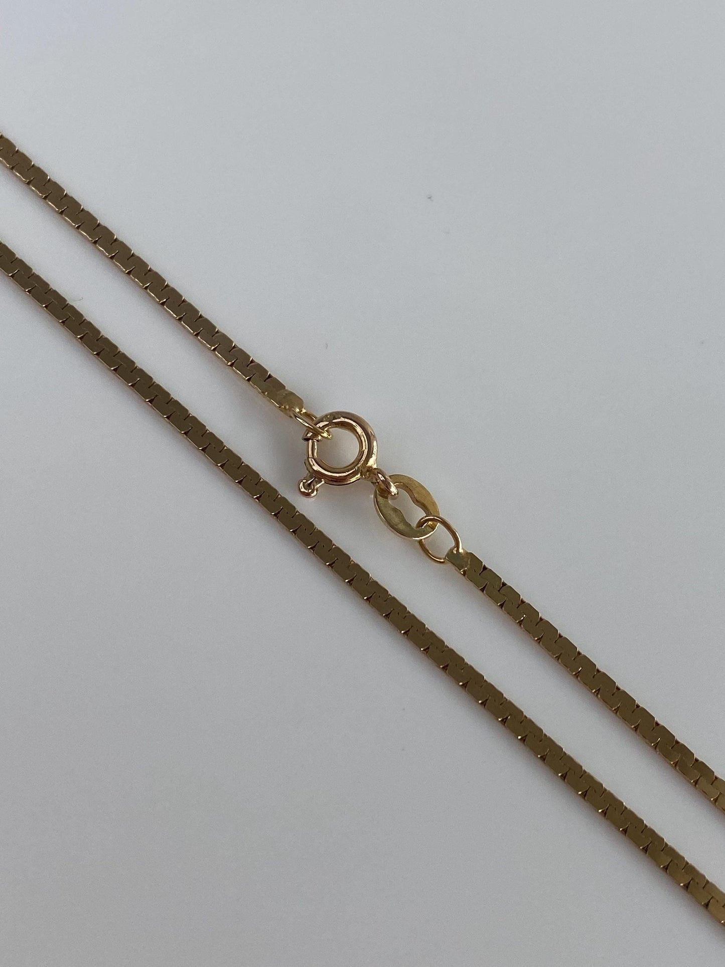 Vintage Solid 14k Yellow Gold Flat Zipper Chain Necklace - 18 inches