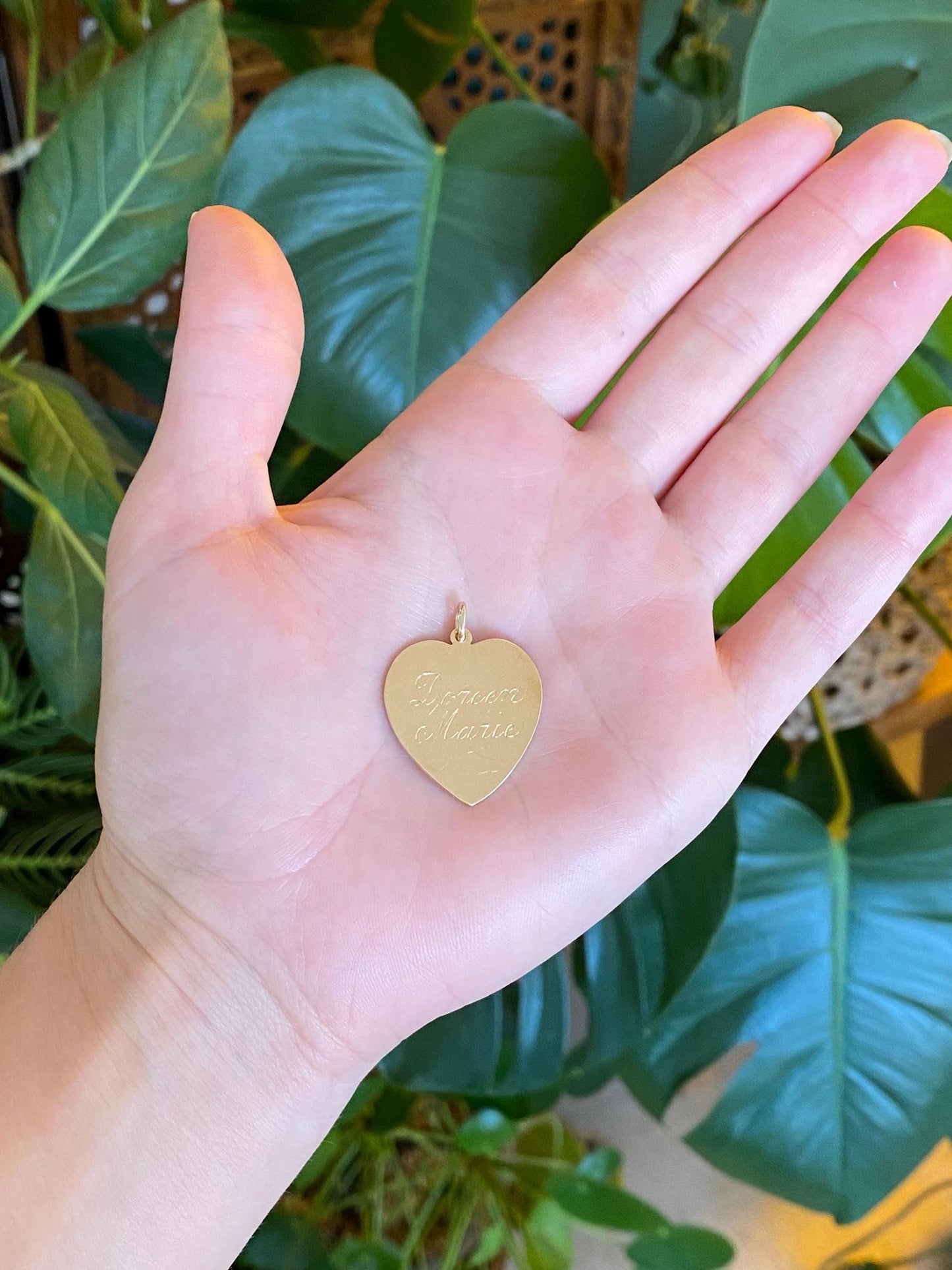 Vintage Solid 14k Yellow Gold 'Doreen Marie' Engraved Heart Charm