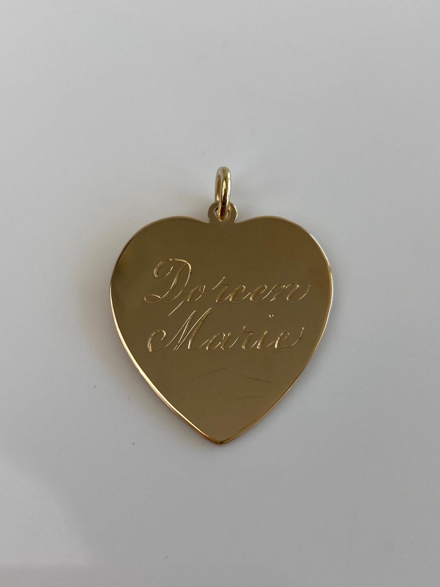 Vintage Solid 14k Yellow Gold 'Doreen Marie' Engraved Heart Charm