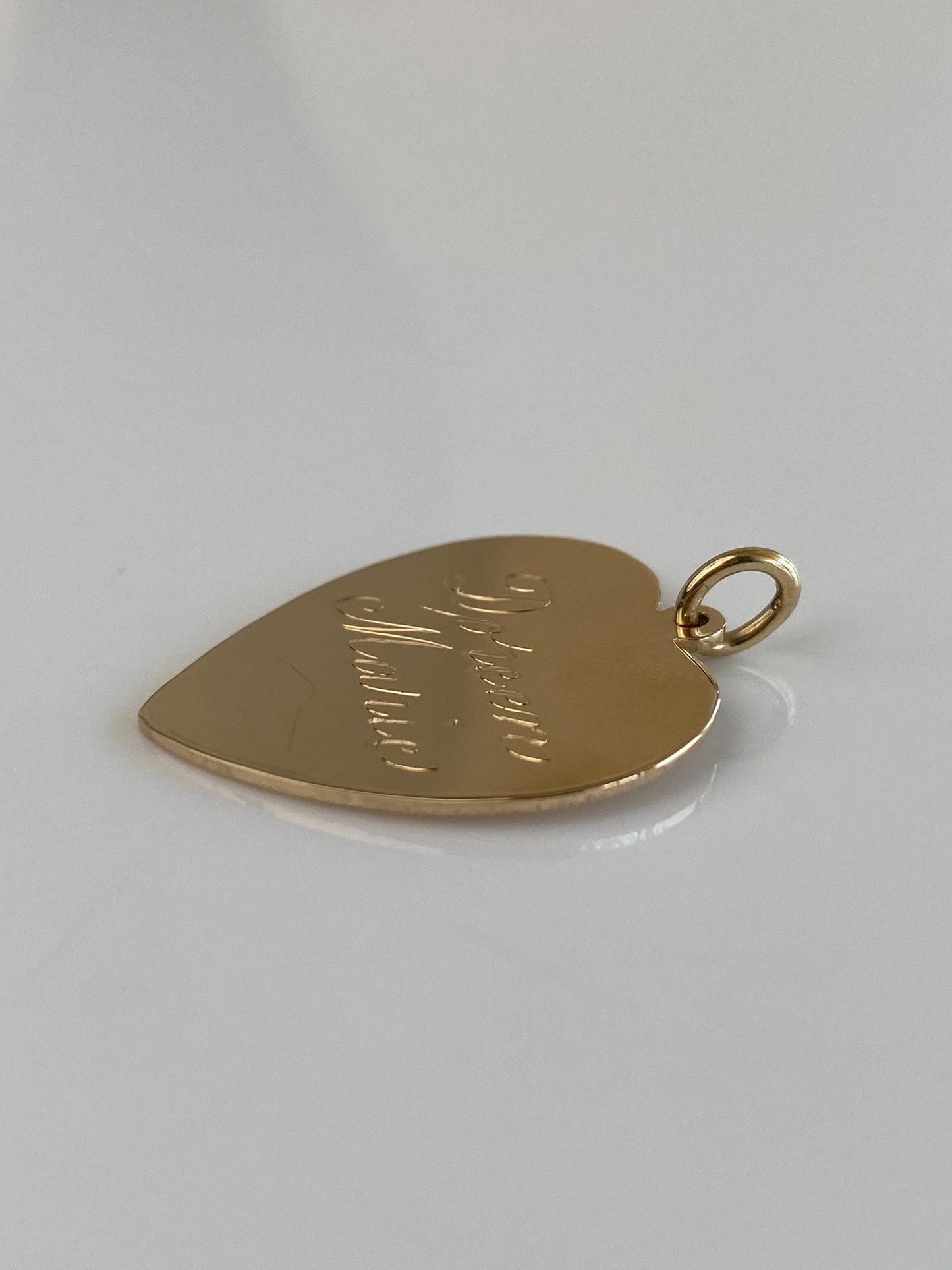 Vintage Solid 14k Yellow Gold 'Doreen Marie' Engraved Heart Charm