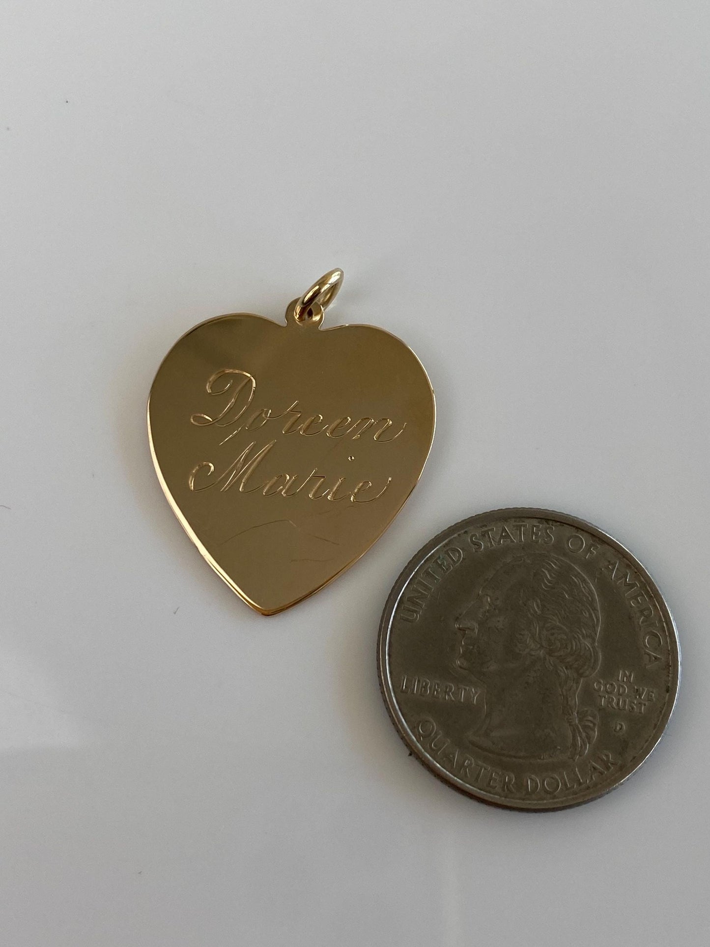 Vintage Solid 14k Yellow Gold 'Doreen Marie' Engraved Heart Charm