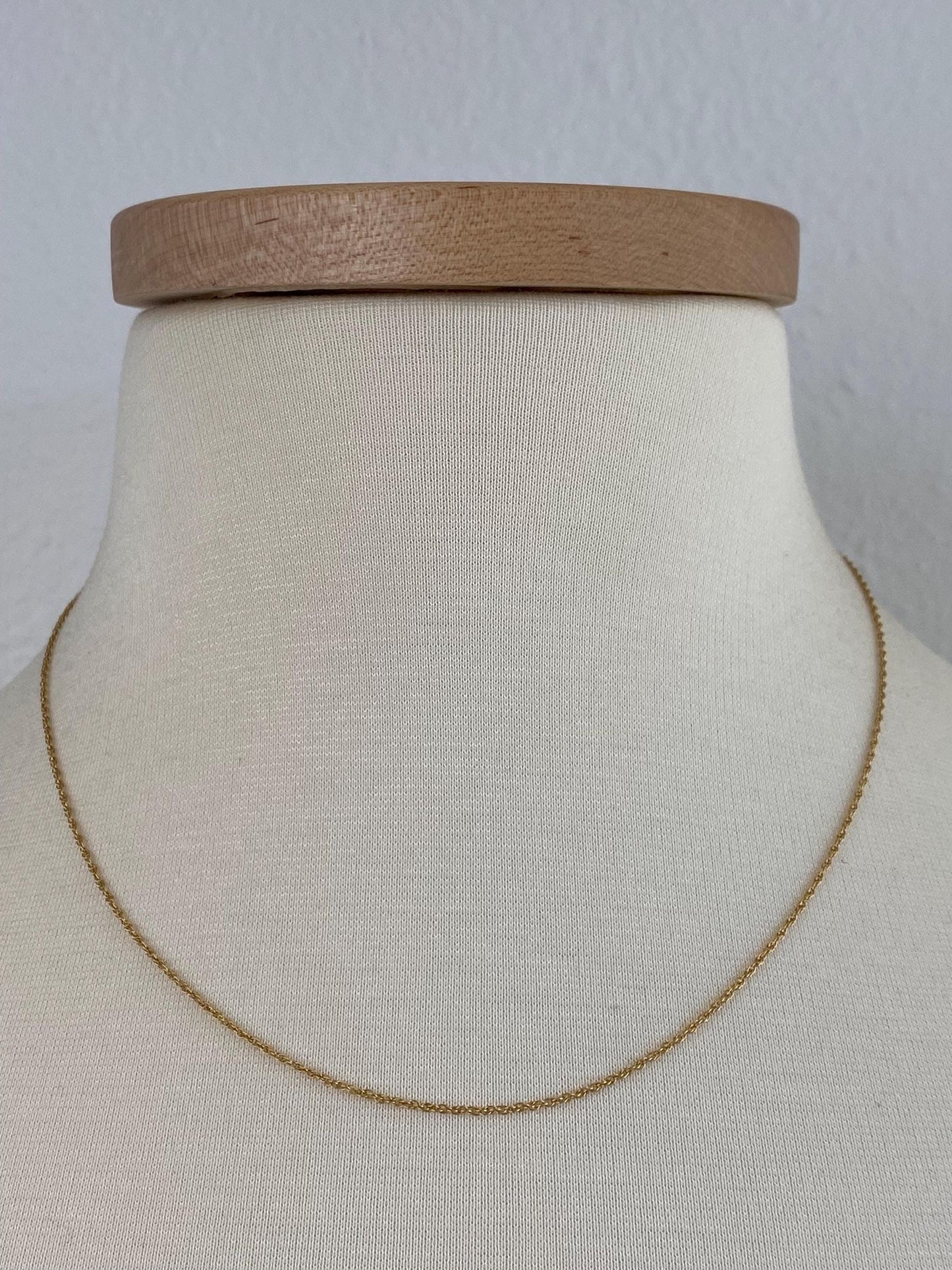 Vintage Solid 14k Yellow Gold Dainty Chain Necklace - 18 inches