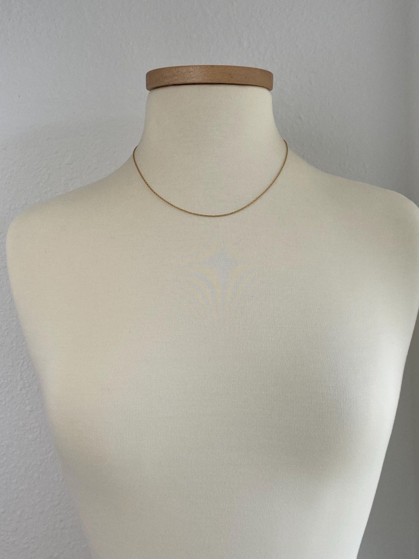 Vintage Solid 14k Yellow Gold Dainty Chain Necklace - 18 inches