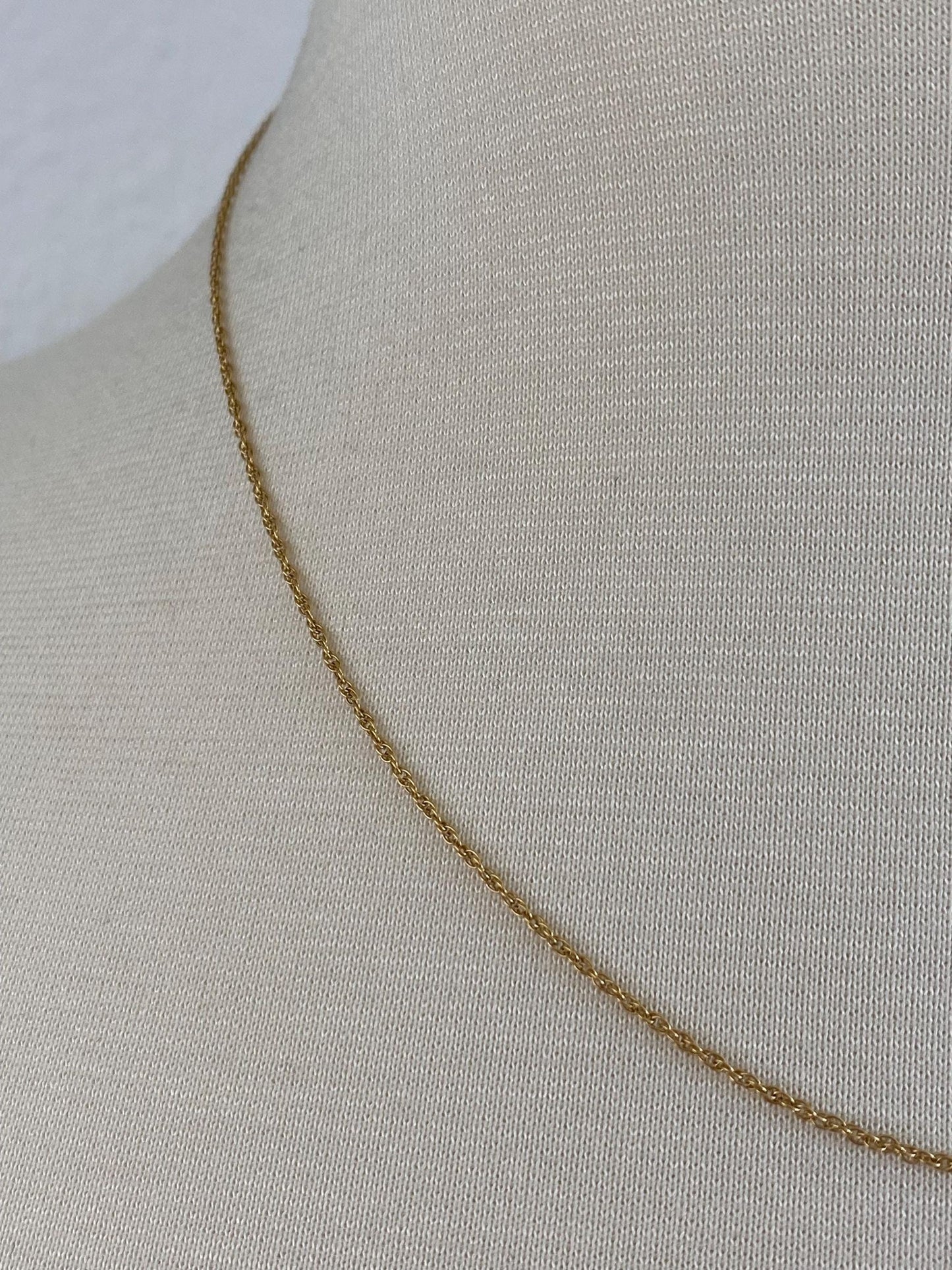 Vintage Solid 14k Yellow Gold Dainty Chain Necklace - 18 inches