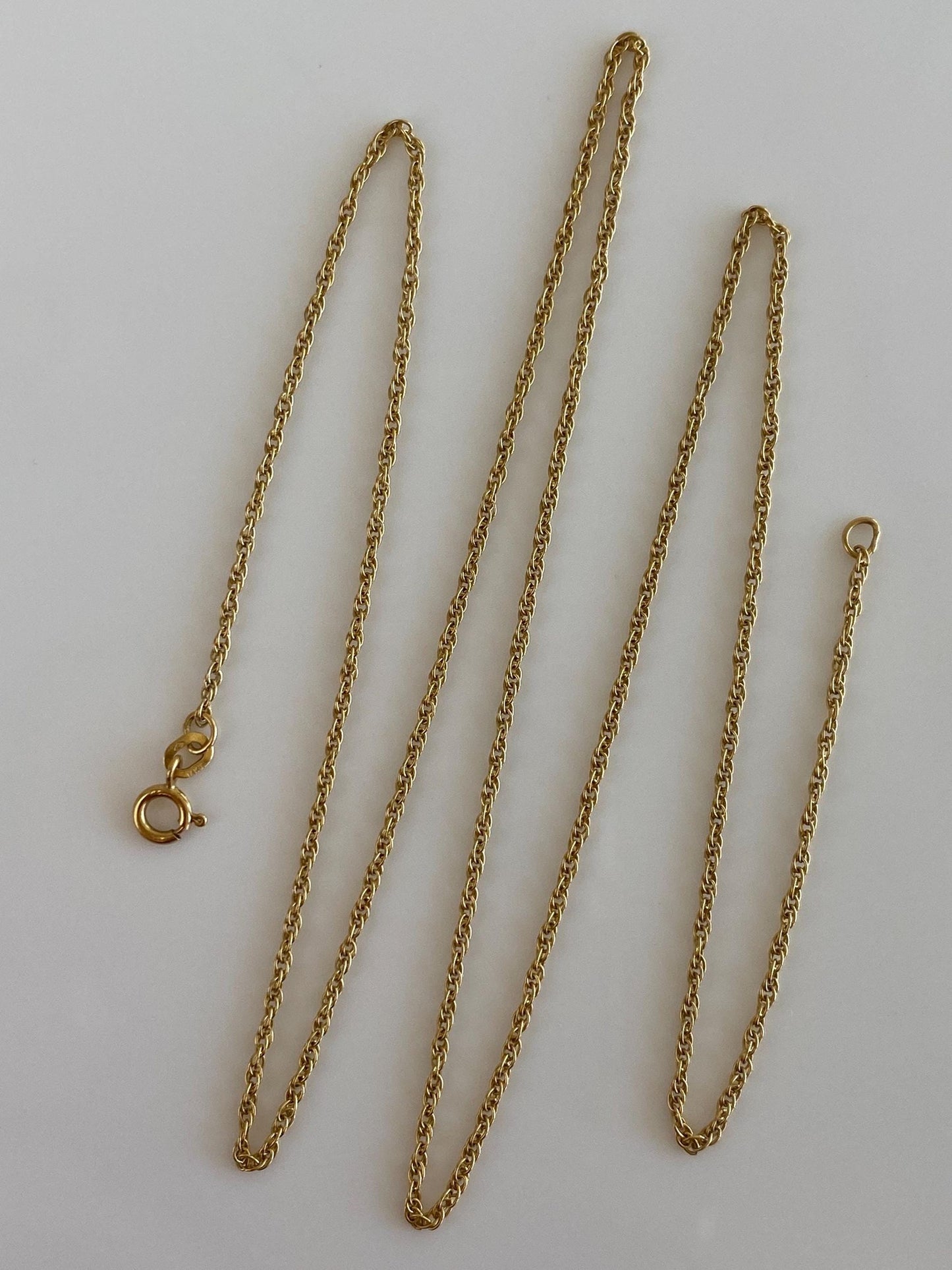 Vintage Solid 14k Yellow Gold Dainty Chain Necklace - 18 inches