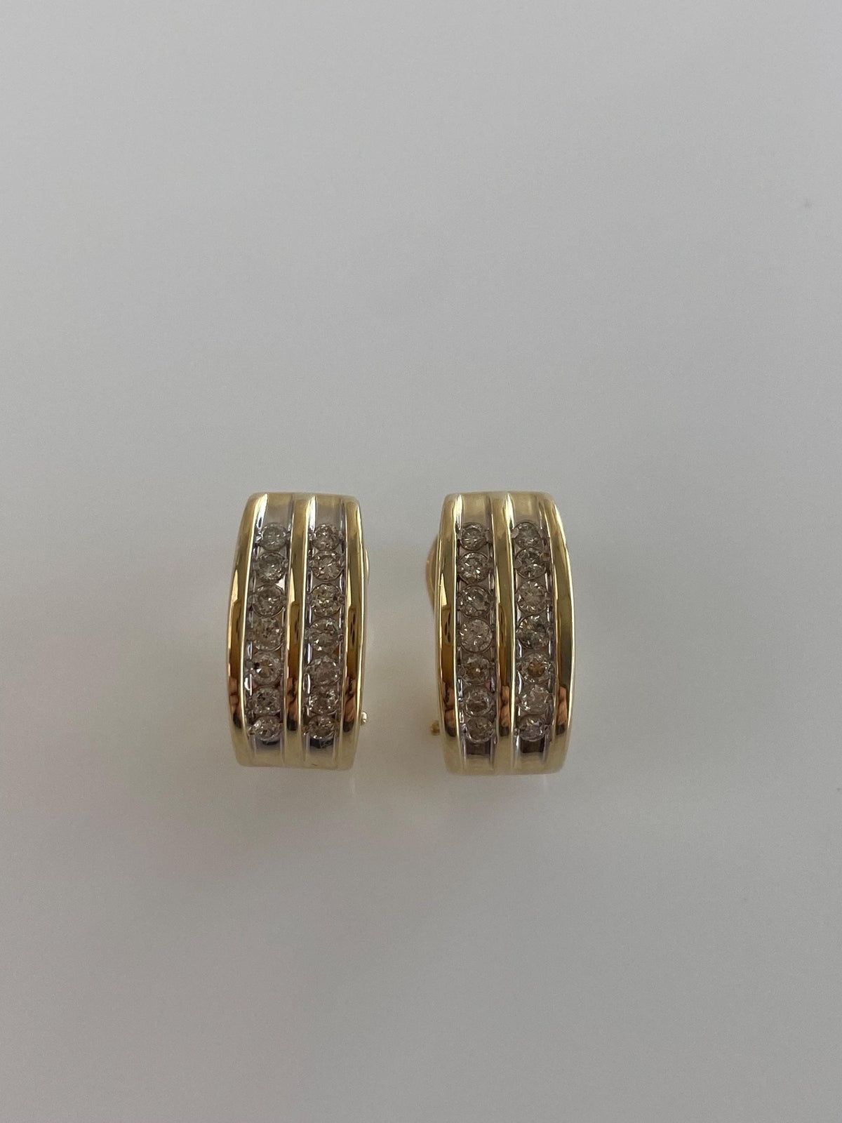 Vintage Solid 14k Yellow Gold Diamond Drop Earrings