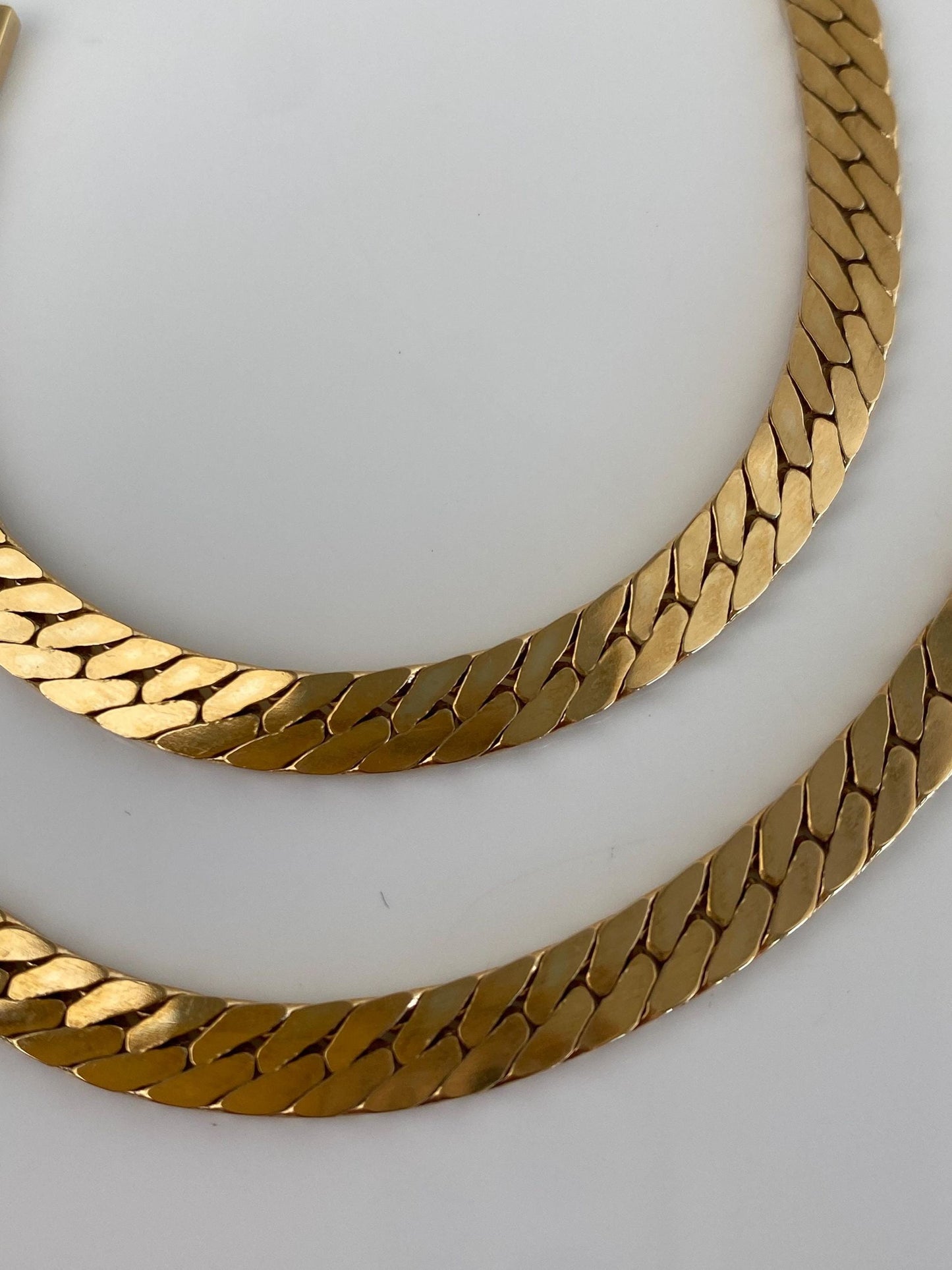 Vintage Solid 14k Yellow Gold Herringbone Chain Necklace - 16.5 inches