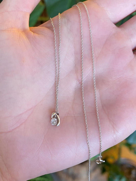 Vintage Solid 18k White Gold Diamond Tight Dainty Rolo Chain Necklace - 16.75 inches