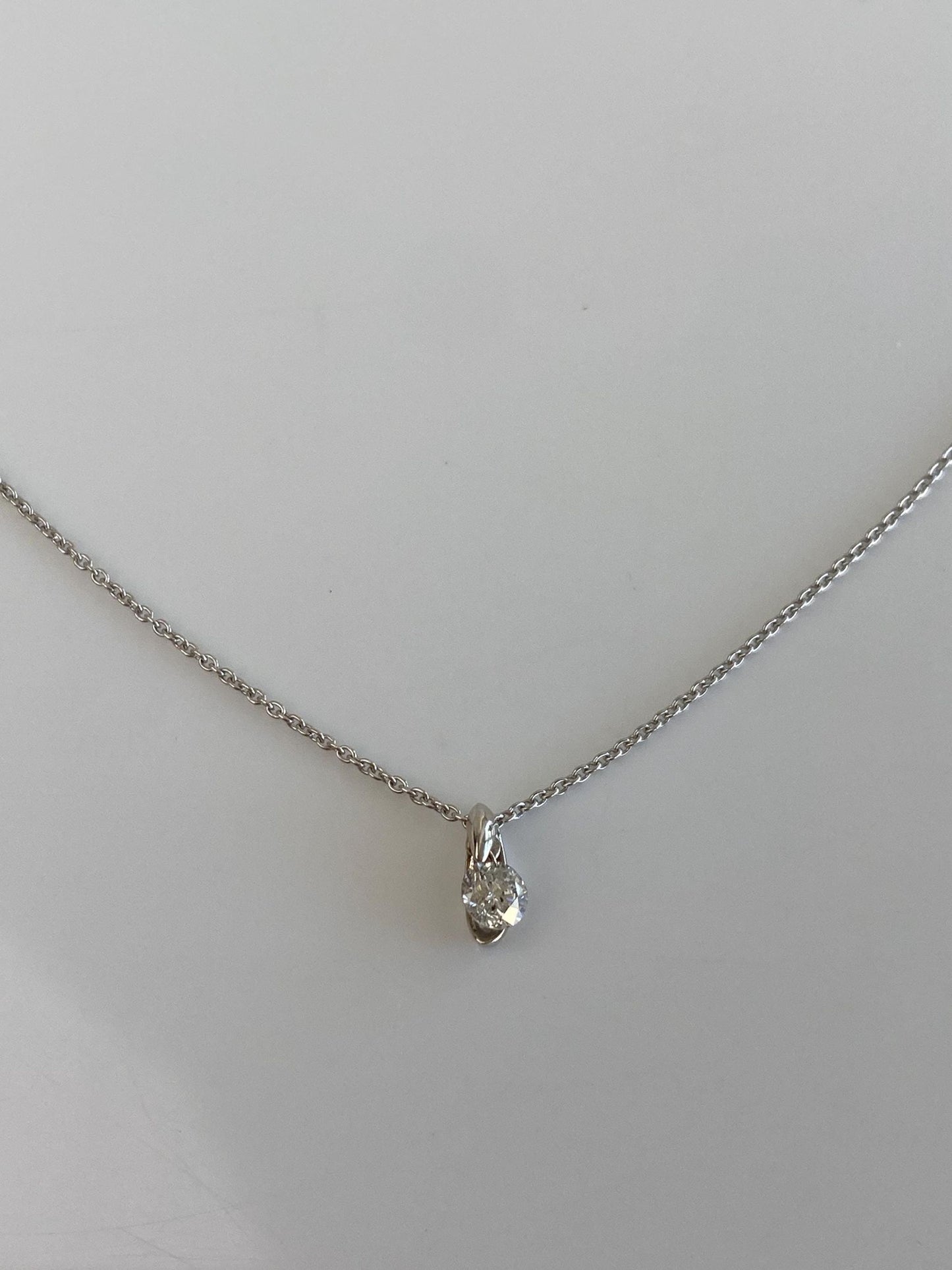 Vintage Solid 18k White Gold Diamond Tight Dainty Rolo Chain Necklace - 16.75 inches